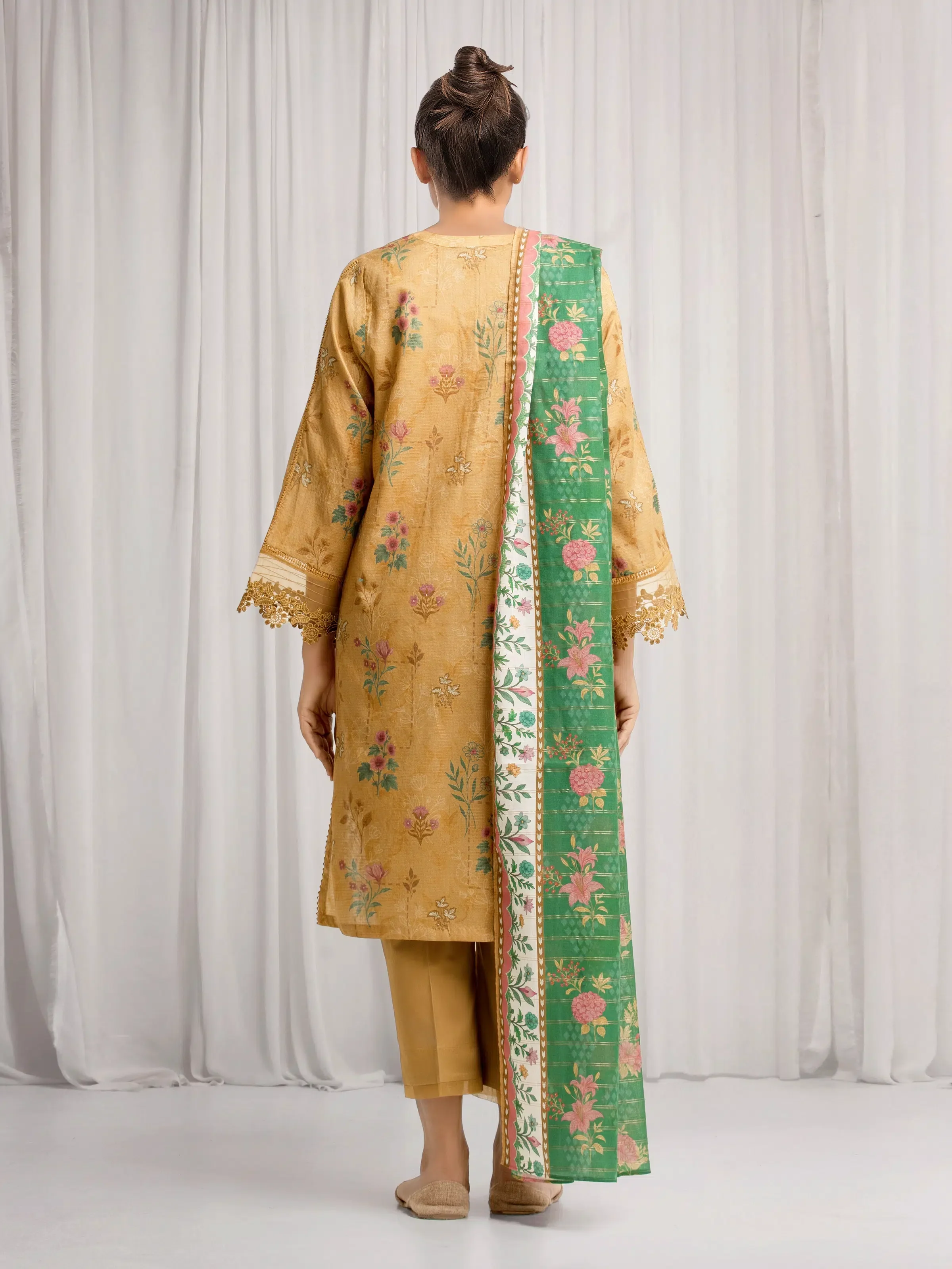 Unstitched Printed Zari Lawn Suit - EWU6M6-053-3P - Image 5