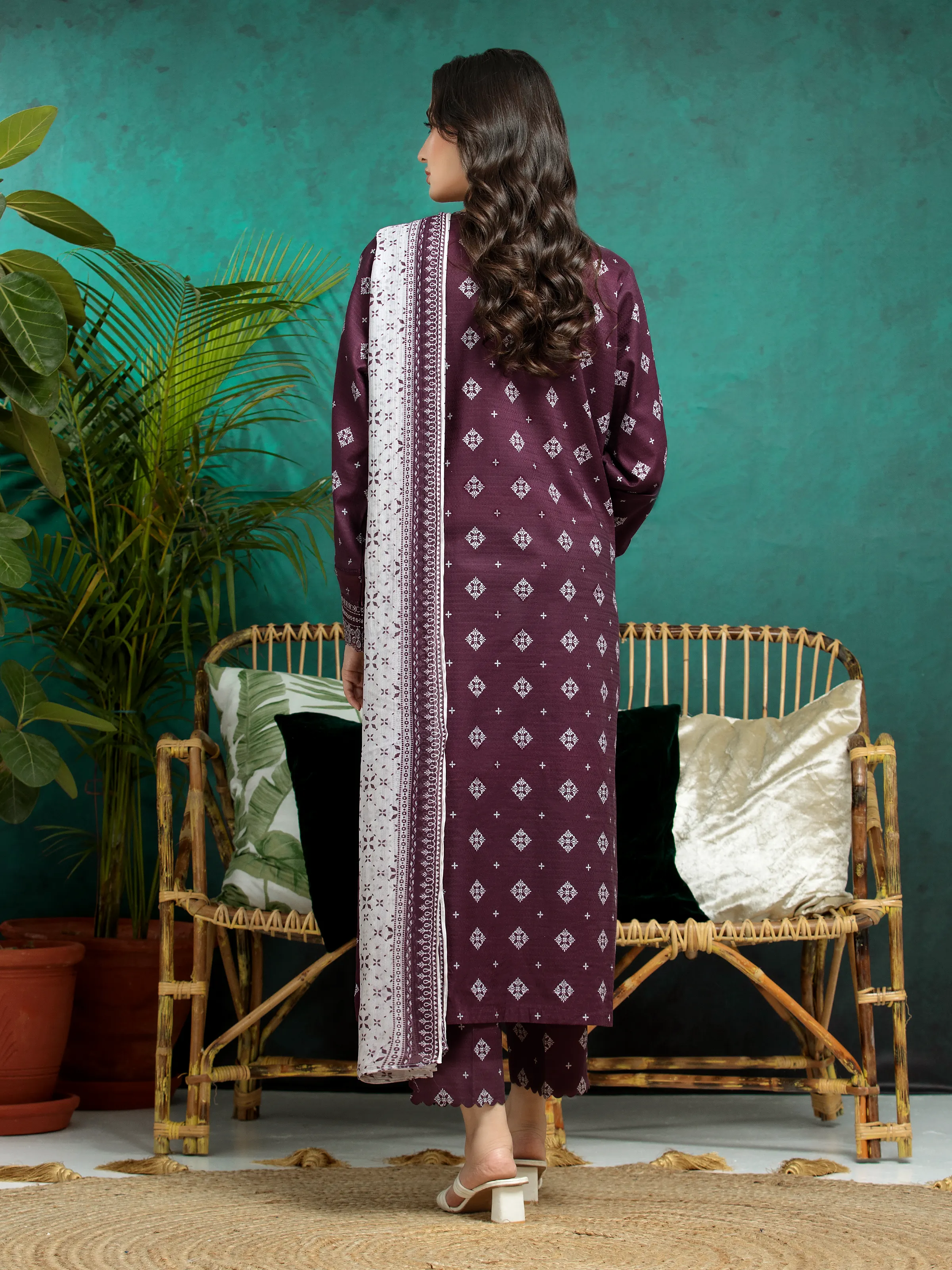 Unstitched Embroidered Dobby Suit - EWU5V7-30369-3P - Image 2