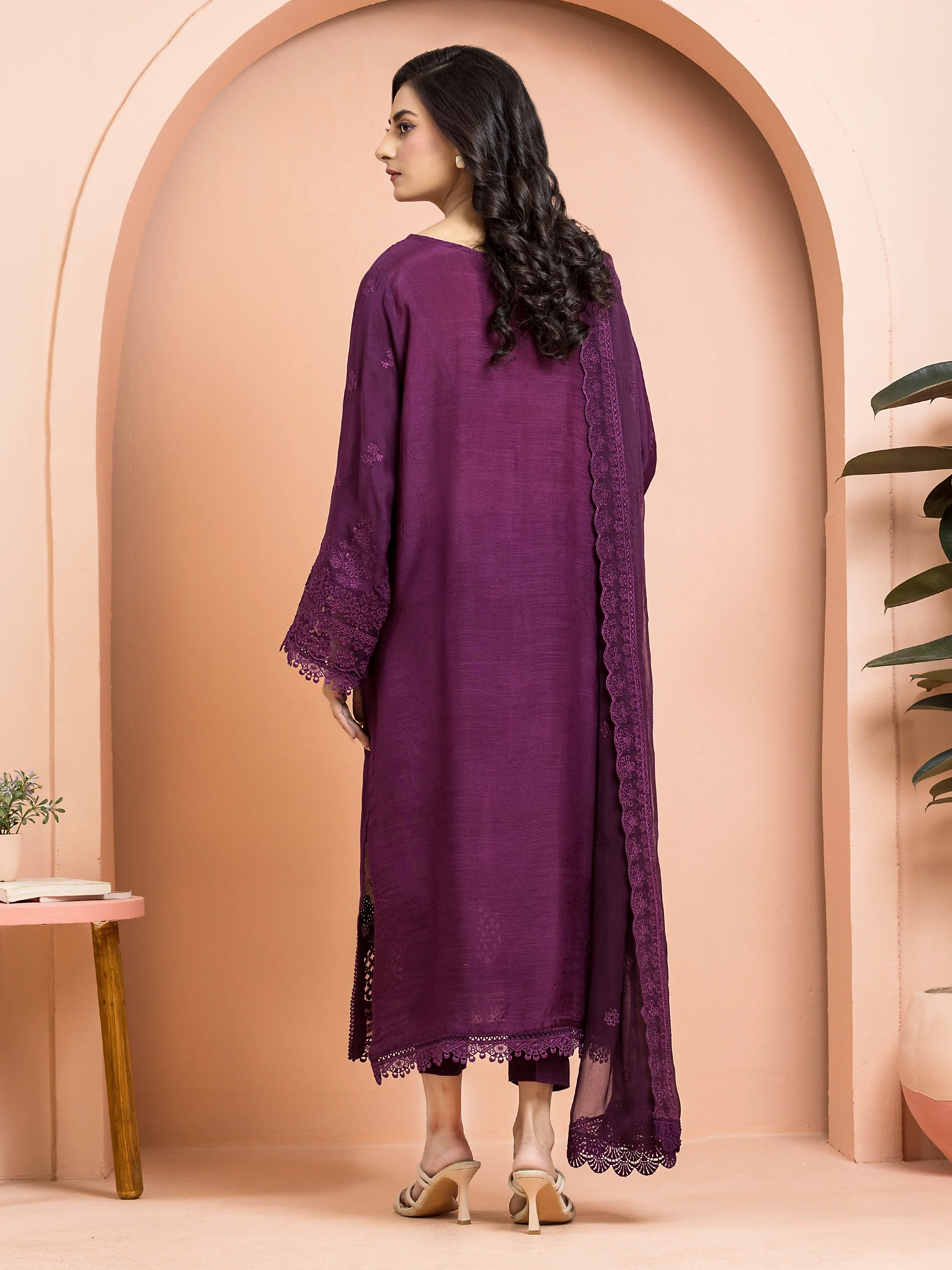 Unstitched Embroidered Raw Silk Suit - EWU24V16-30015-3P - Image 2