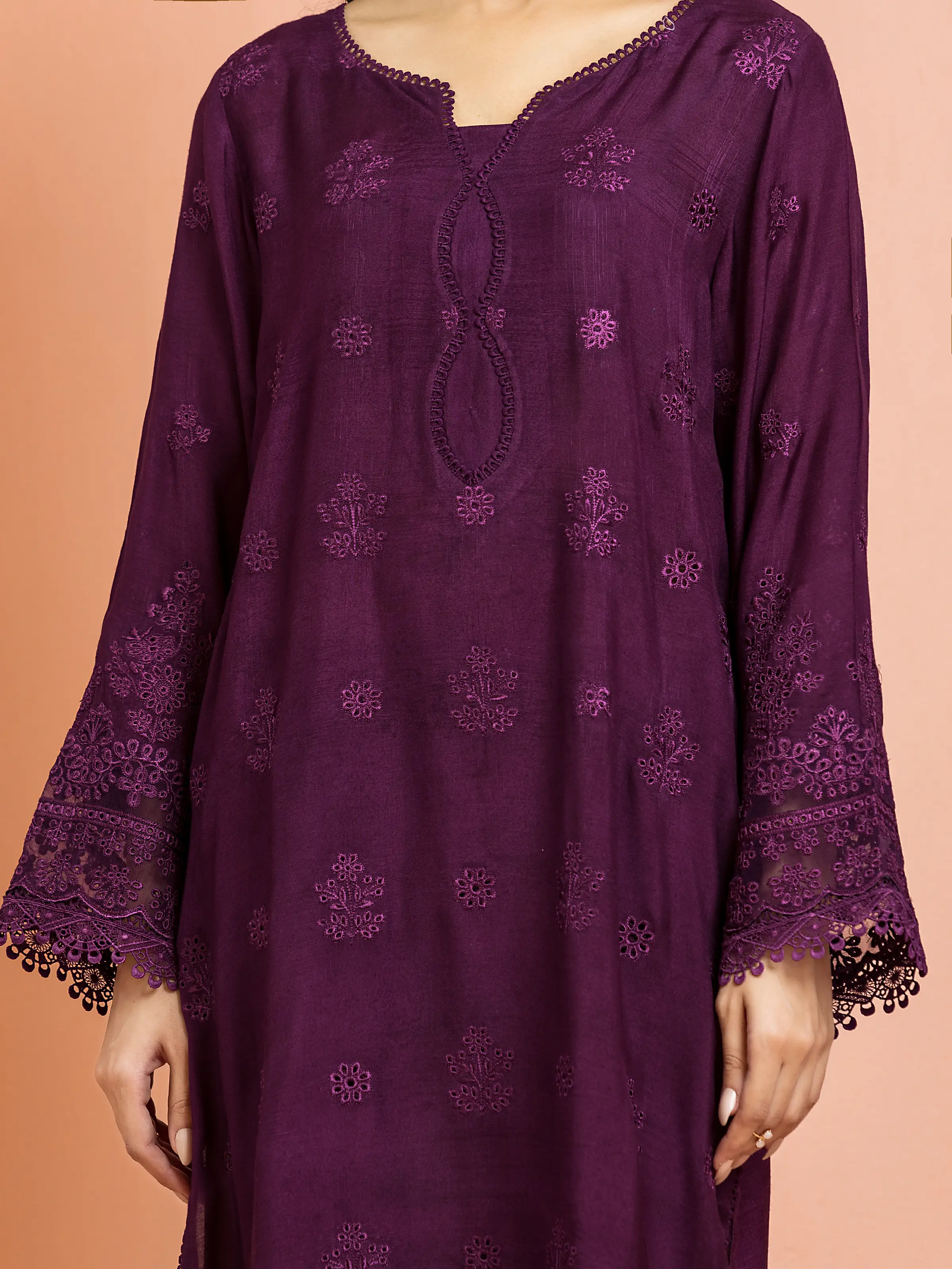 Unstitched Embroidered Raw Silk Suit - EWU24V16-30015-3P - Image 4