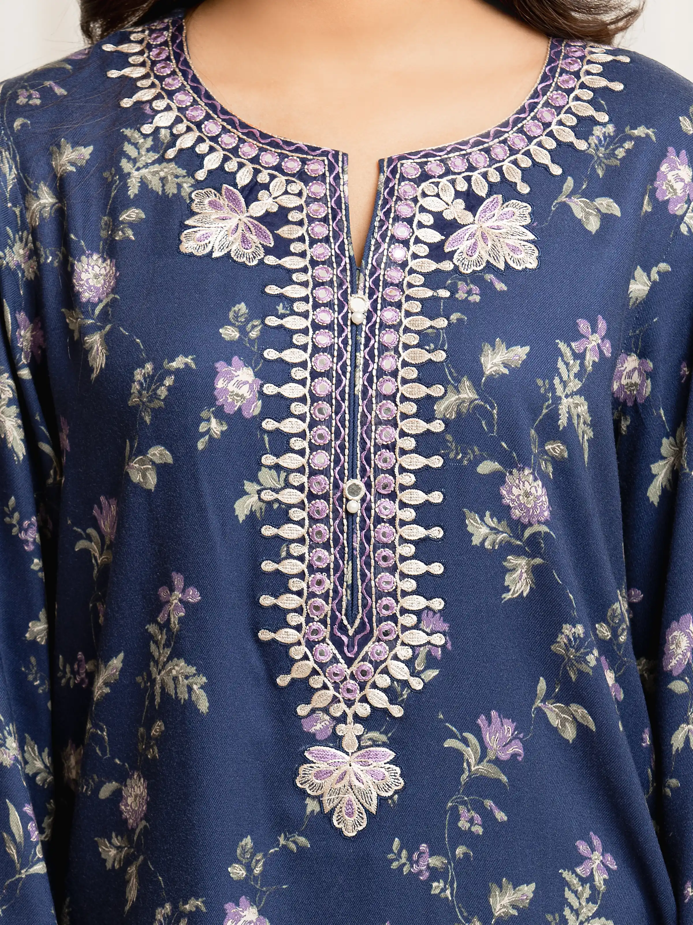 Unstitched Embroidered Twill Viscose Suit - EWU5V20-32083-3P - Image 2