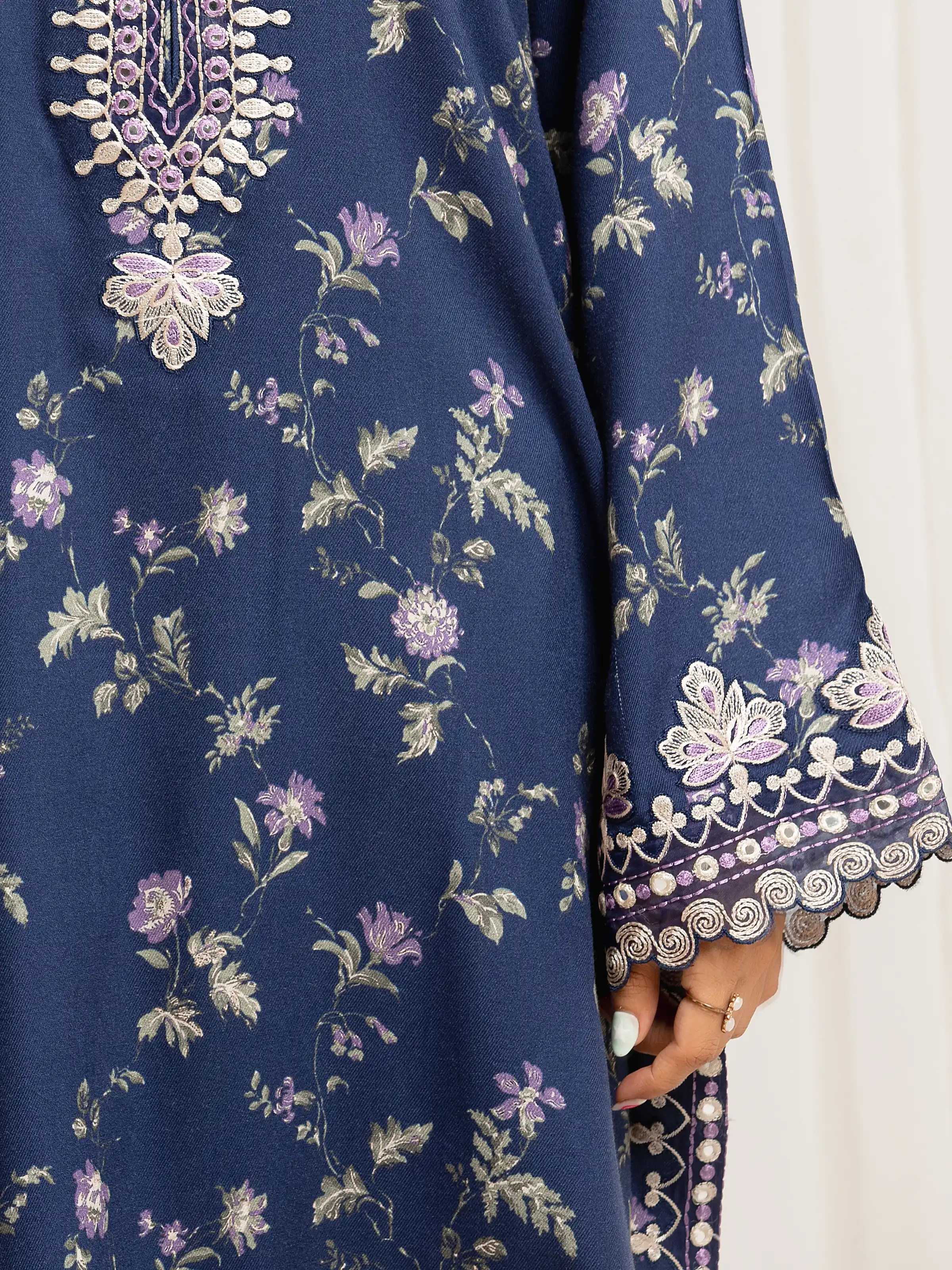 Unstitched Embroidered Twill Viscose Suit - EWU5V20-32083-3P - Image 3