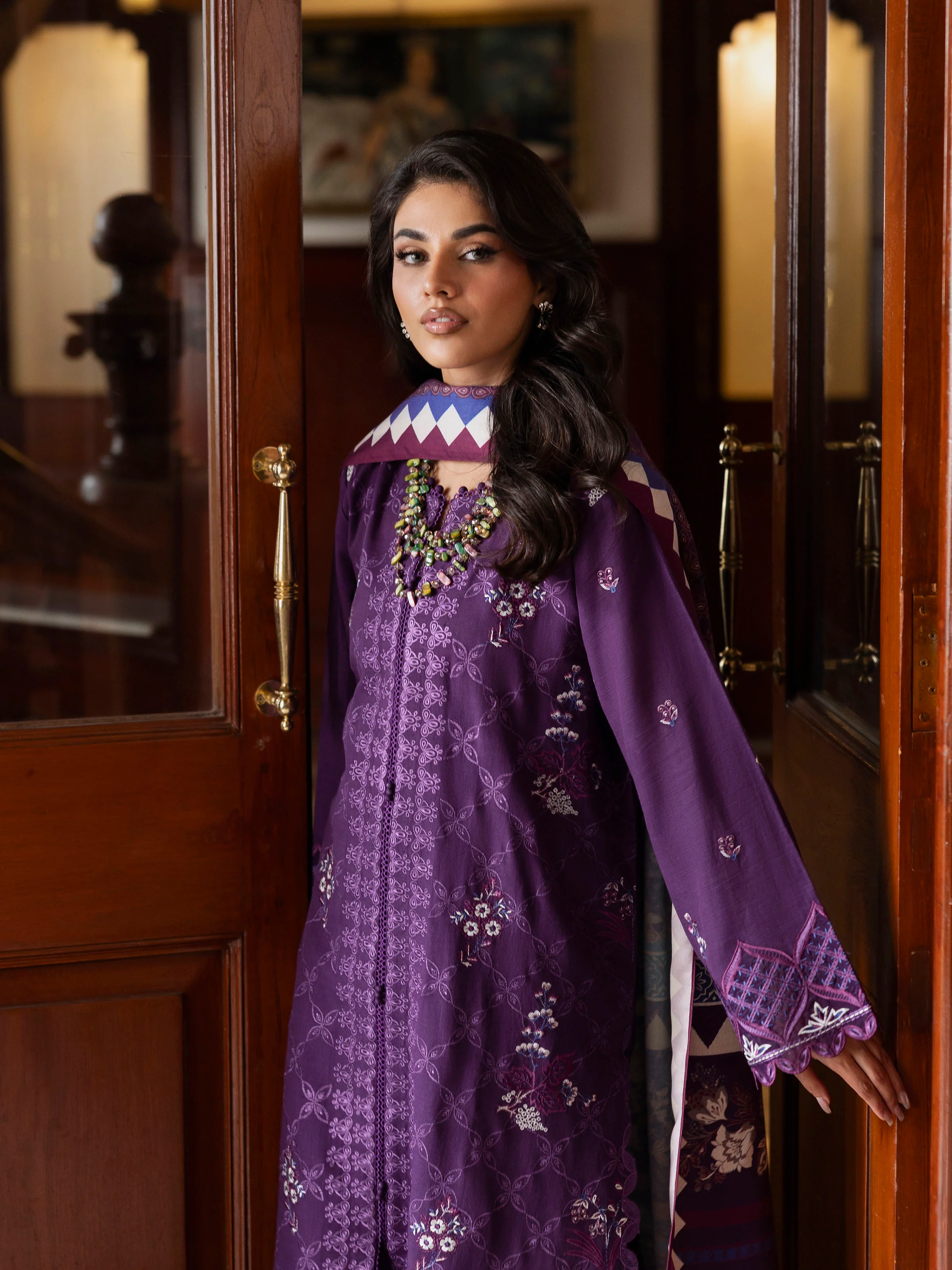 Unstitched Embroidered Khaddar Suit - EWU5V11-32009-3P - Image 2