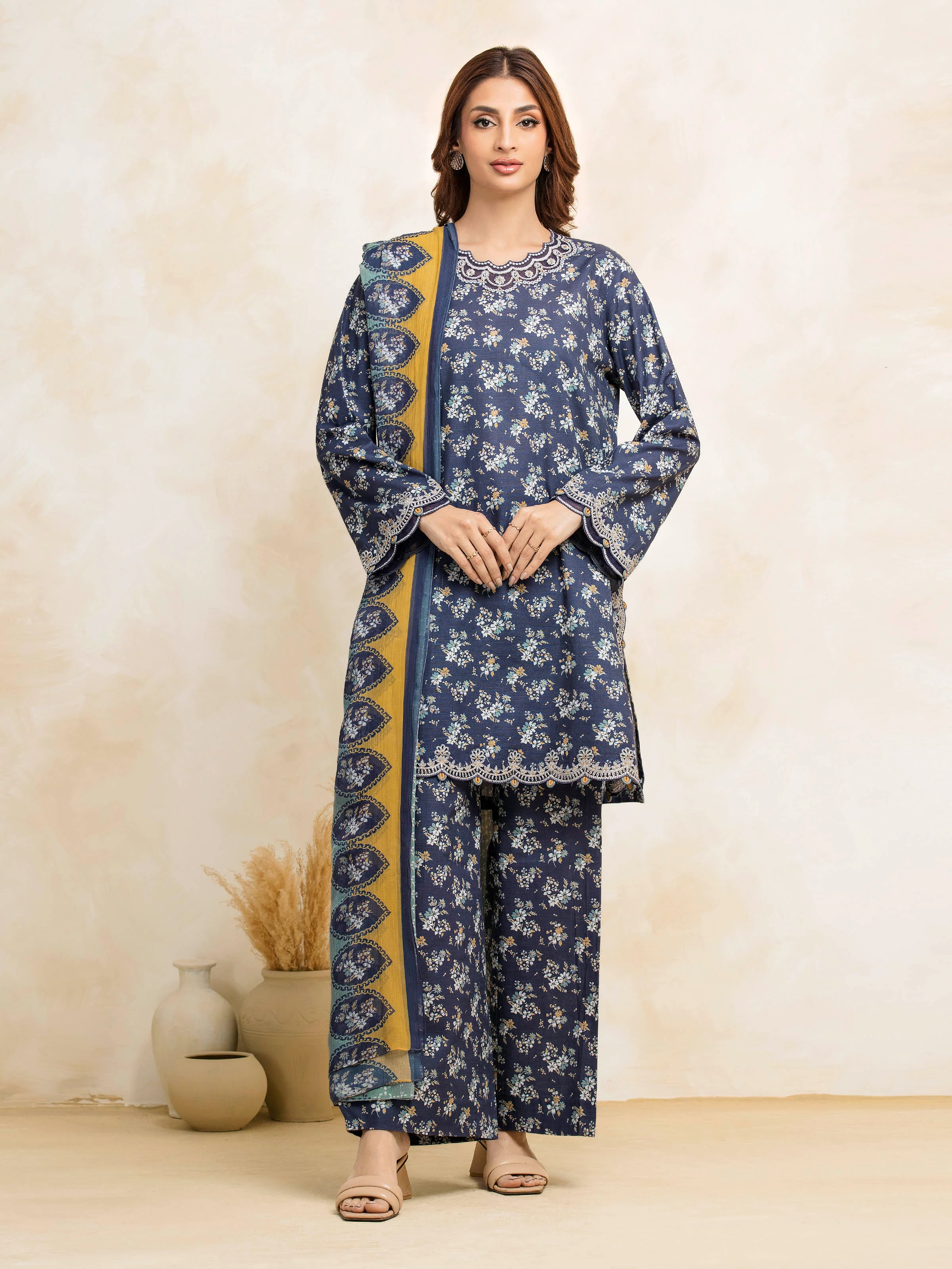 Unstitched Embroidered Khaddar Suit - EWU24V11-30194-3P