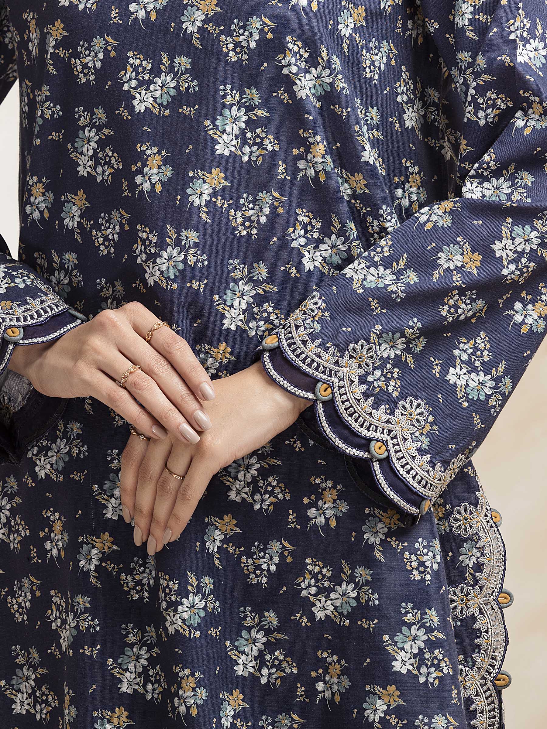 Unstitched Embroidered Khaddar Suit - EWU24V11-30194-3P - Image 3