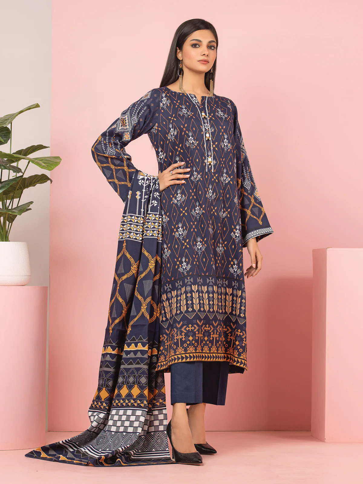 Unstitched Printed Viscose Suit - EWU22A4-24014XXL - Image 6