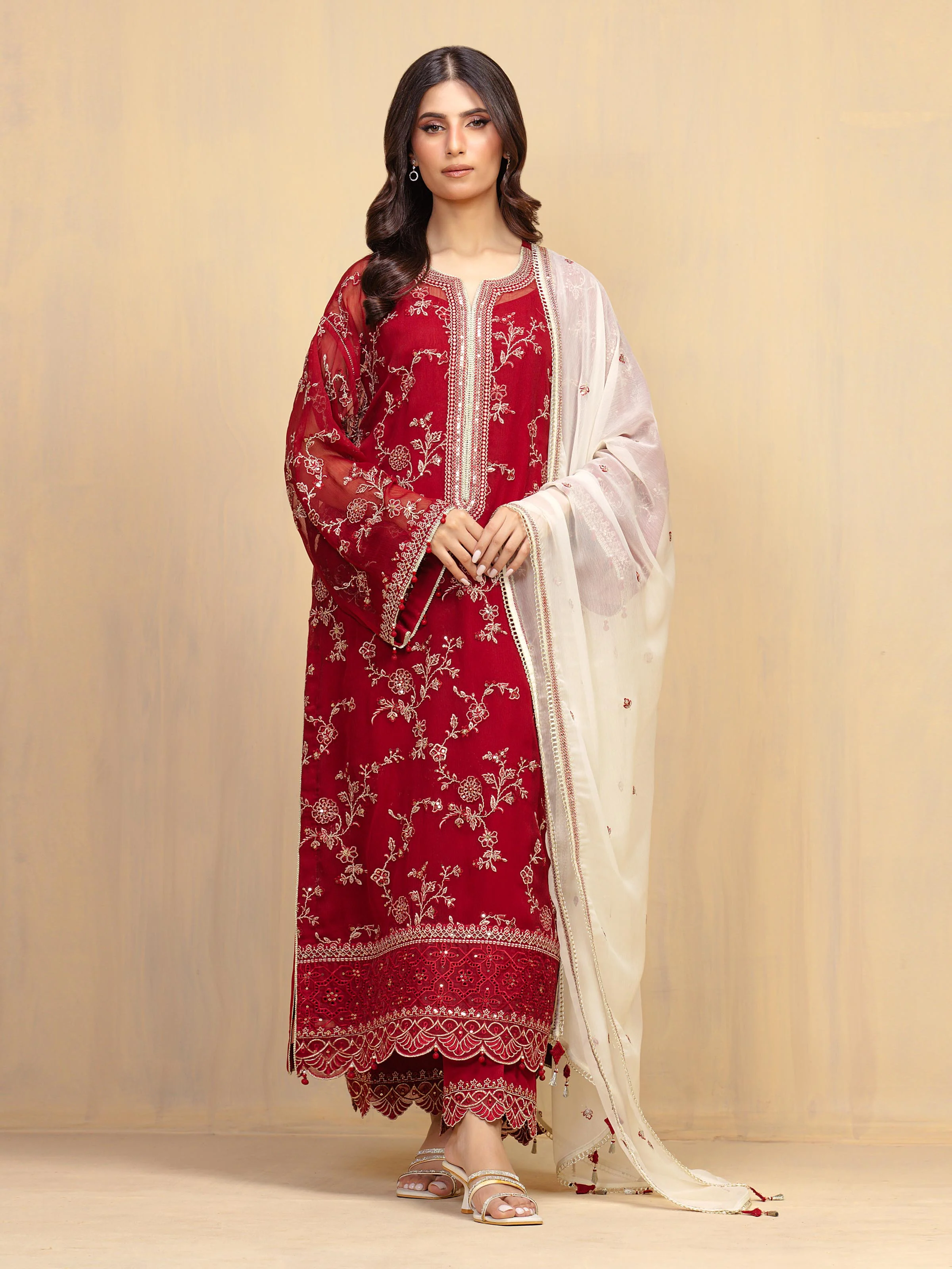 Unstitched Embroidered Chiffon Suit - EWU5V5-31309-3P