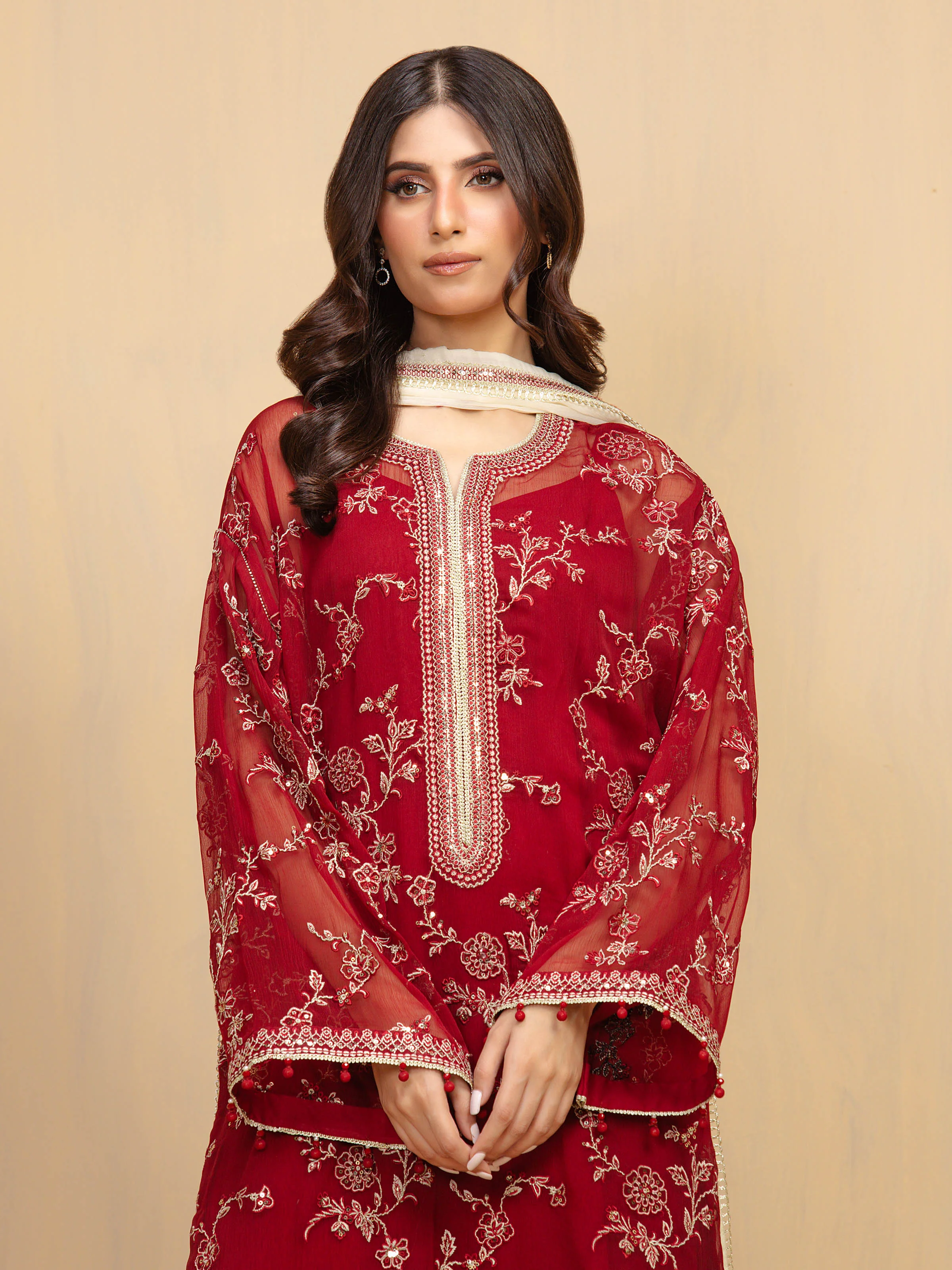 Unstitched Embroidered Chiffon Suit - EWU5V5-31309-3P - Image 2