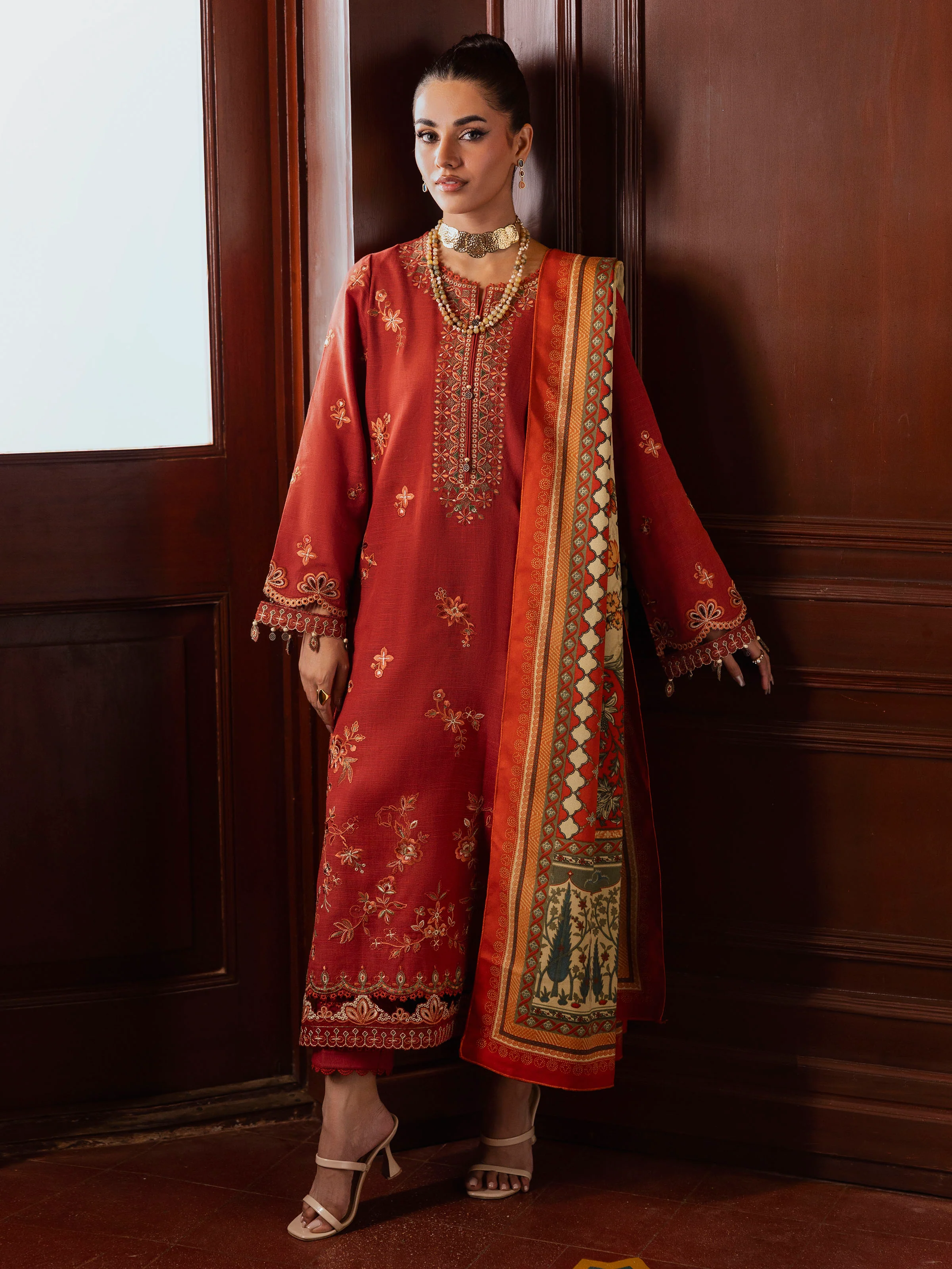 Unstitched Embroidered Khaddar Suit - EWU5V11-32008-3P