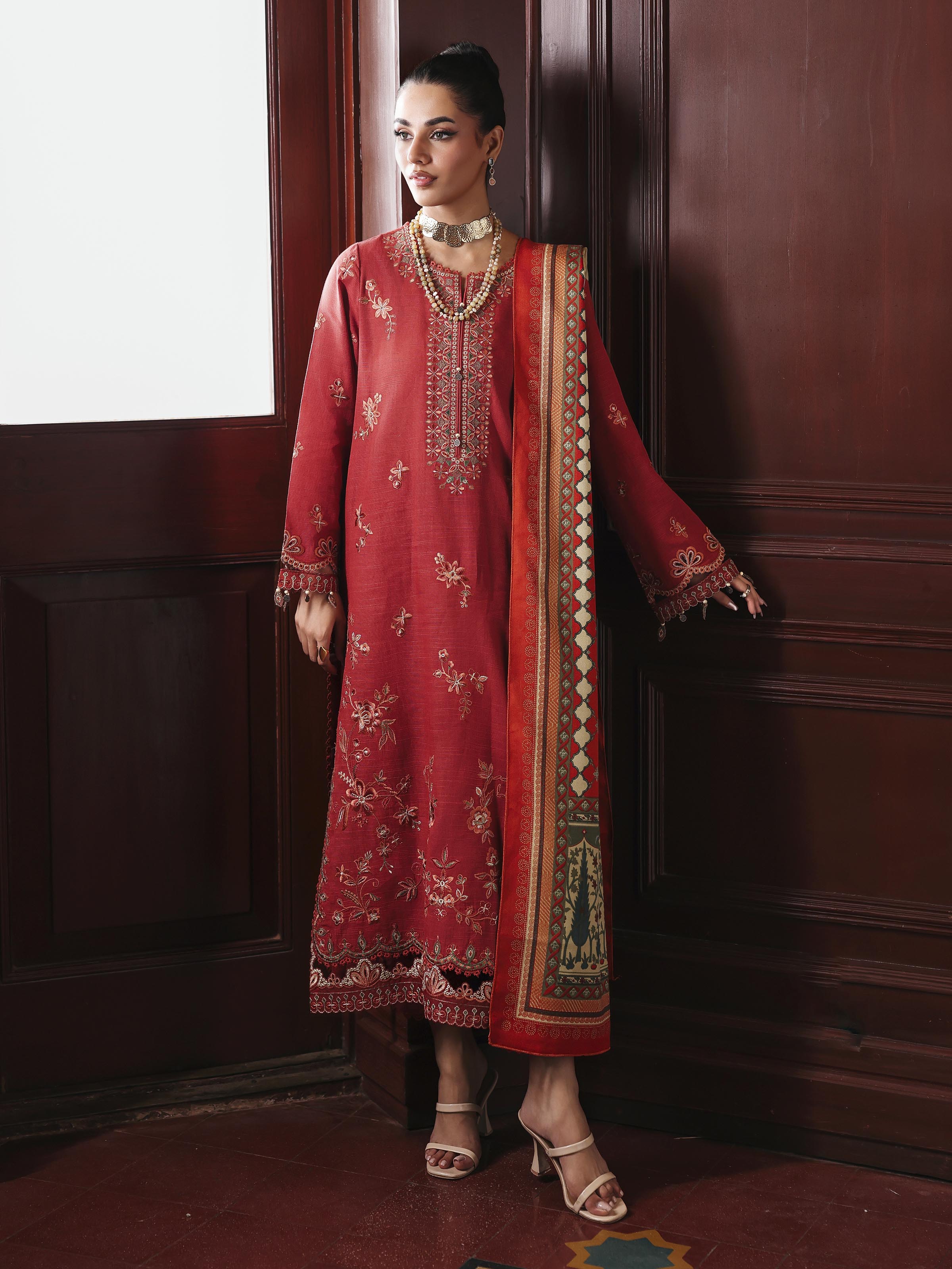 Unstitched Embroidered Khaddar Suit - EWU5V11-32008-3P - Image 3