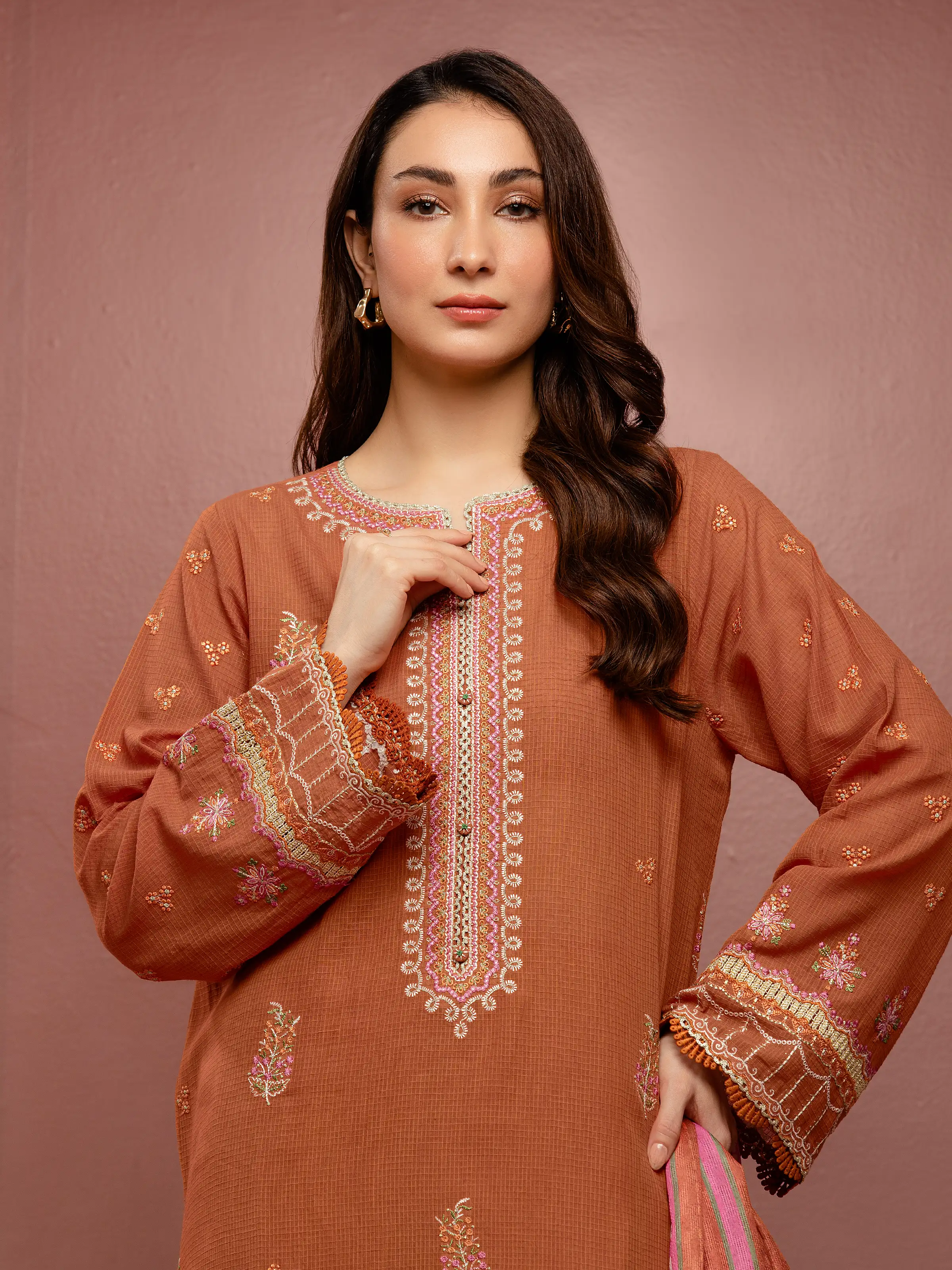 Unstitched Embroidered Lawn Shirt Dupatta - EWU5V1-31243SD - Image 2