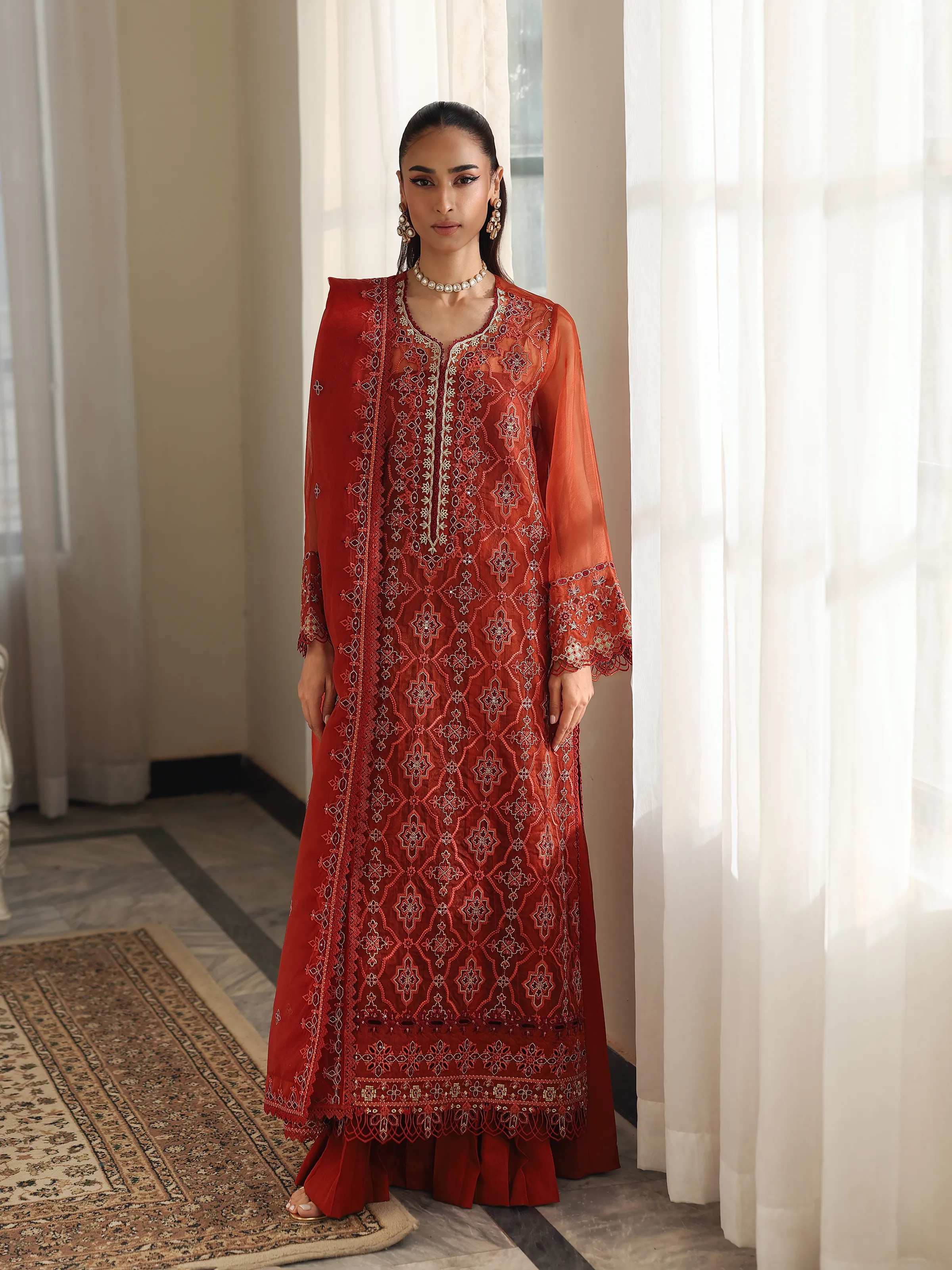 Unstitched Embroidered Organza Suit - EWU5V4-31267-3P