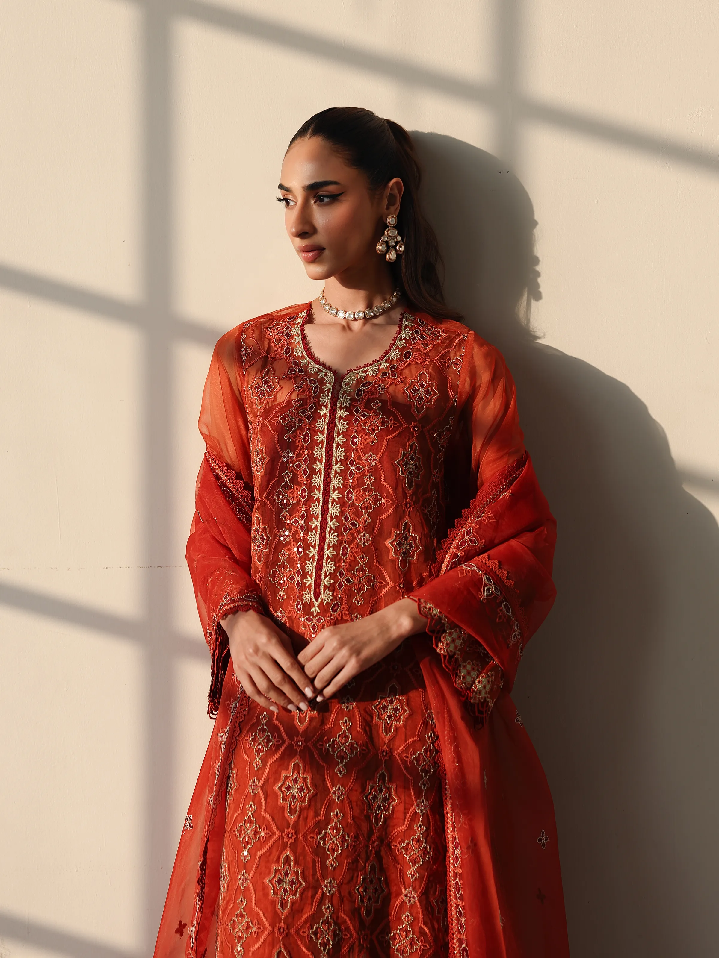 Unstitched Embroidered Organza Suit - EWU5V4-31267-3P - Image 2