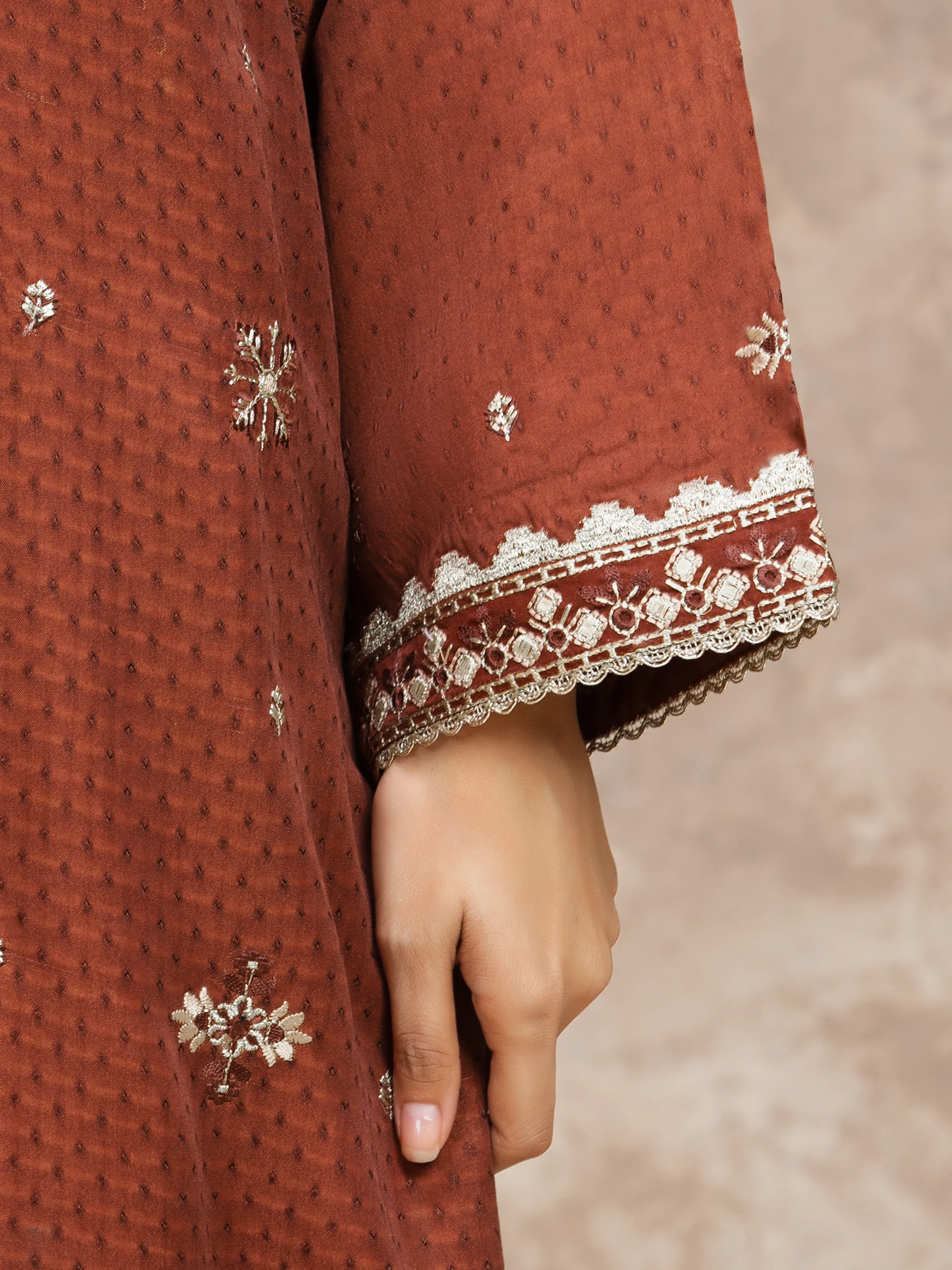 Unstitched Embroidered Viscose Suit - EWU5V19-32032-3P - Image 4