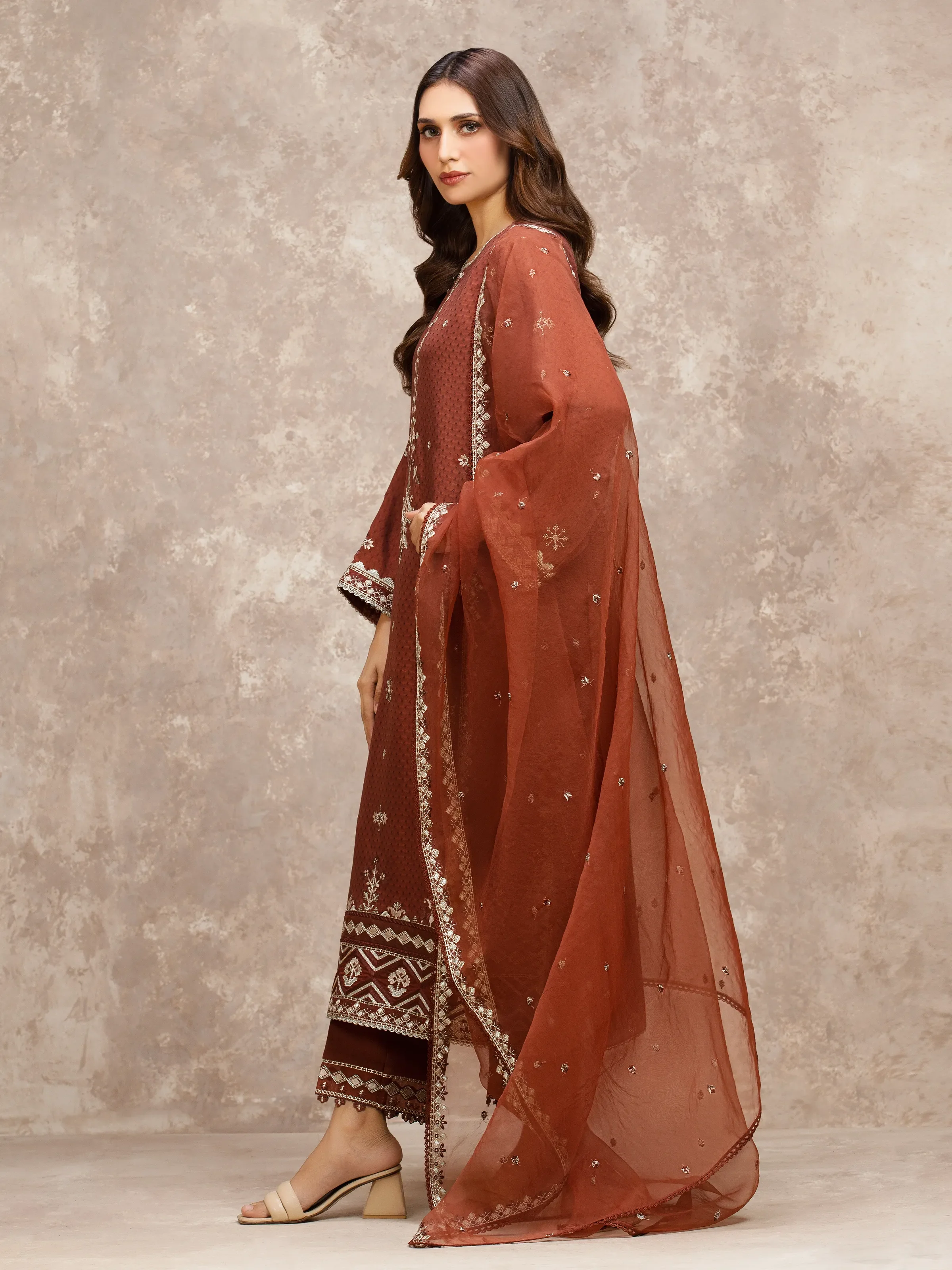 Unstitched Embroidered Viscose Suit - EWU5V19-32032-3P - Image 5