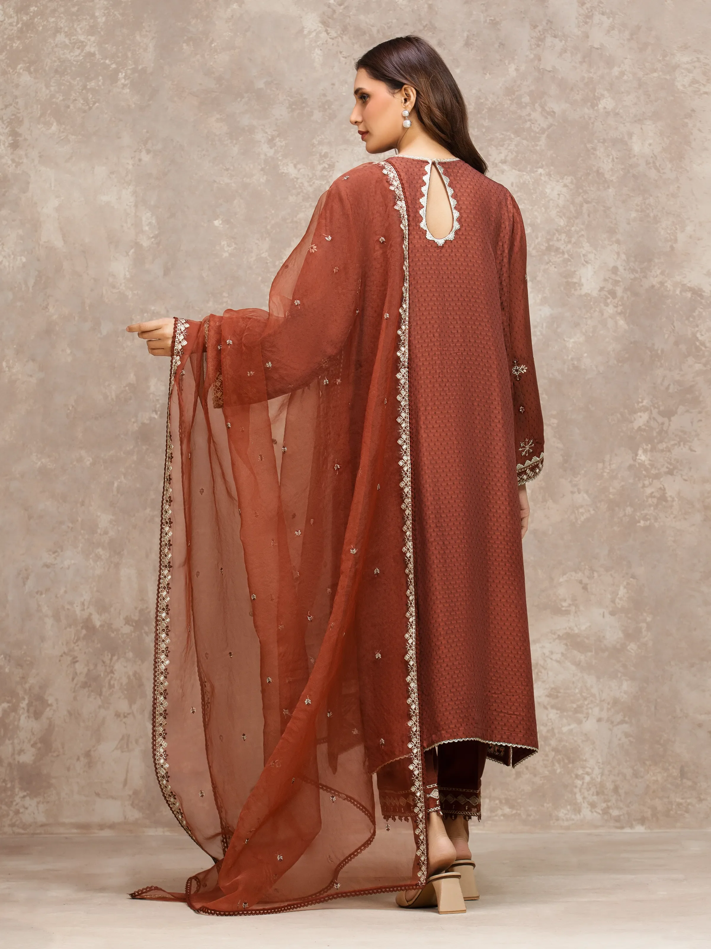 Unstitched Embroidered Viscose Suit - EWU5V19-32032-3P - Image 6