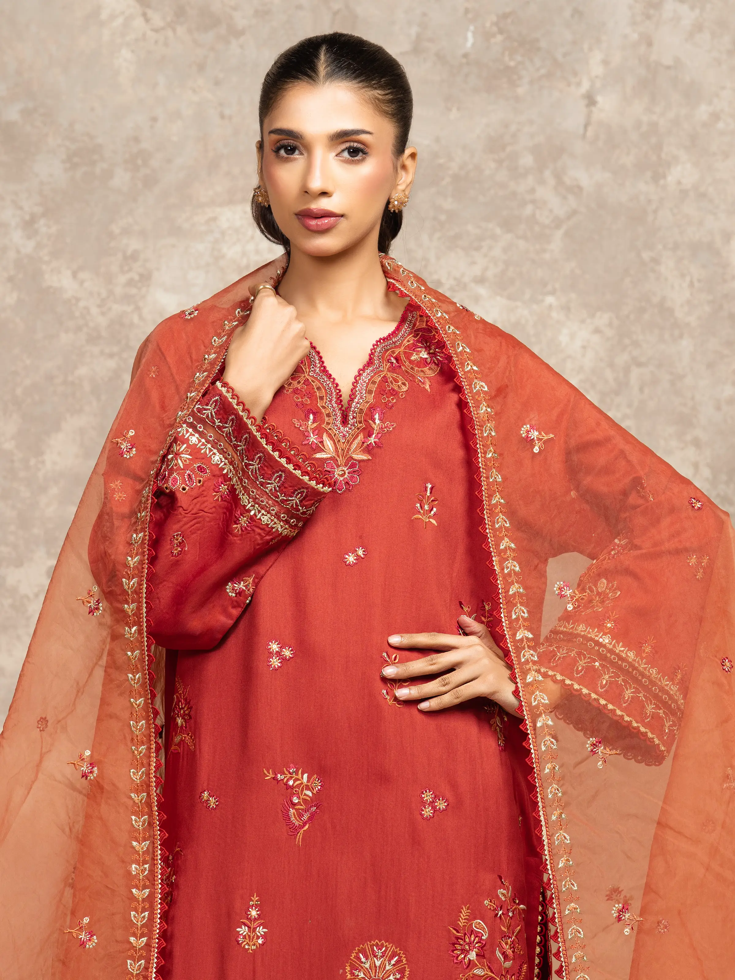 Unstitched Embroidered Viscose Suit - EWU5V19-32045-3P - Image 2