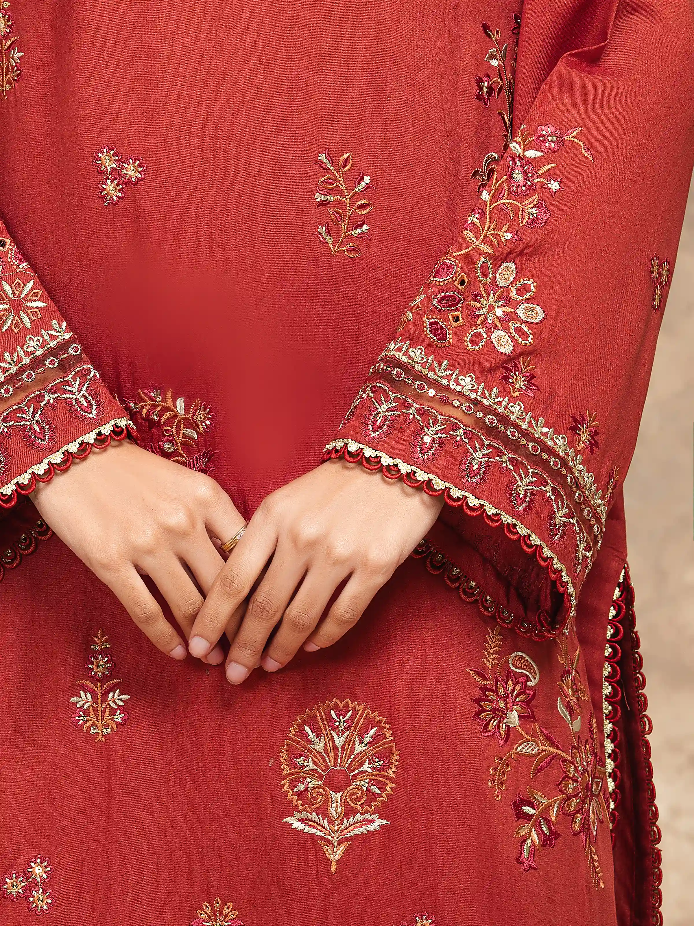 Unstitched Embroidered Viscose Suit - EWU5V19-32045-3P - Image 4