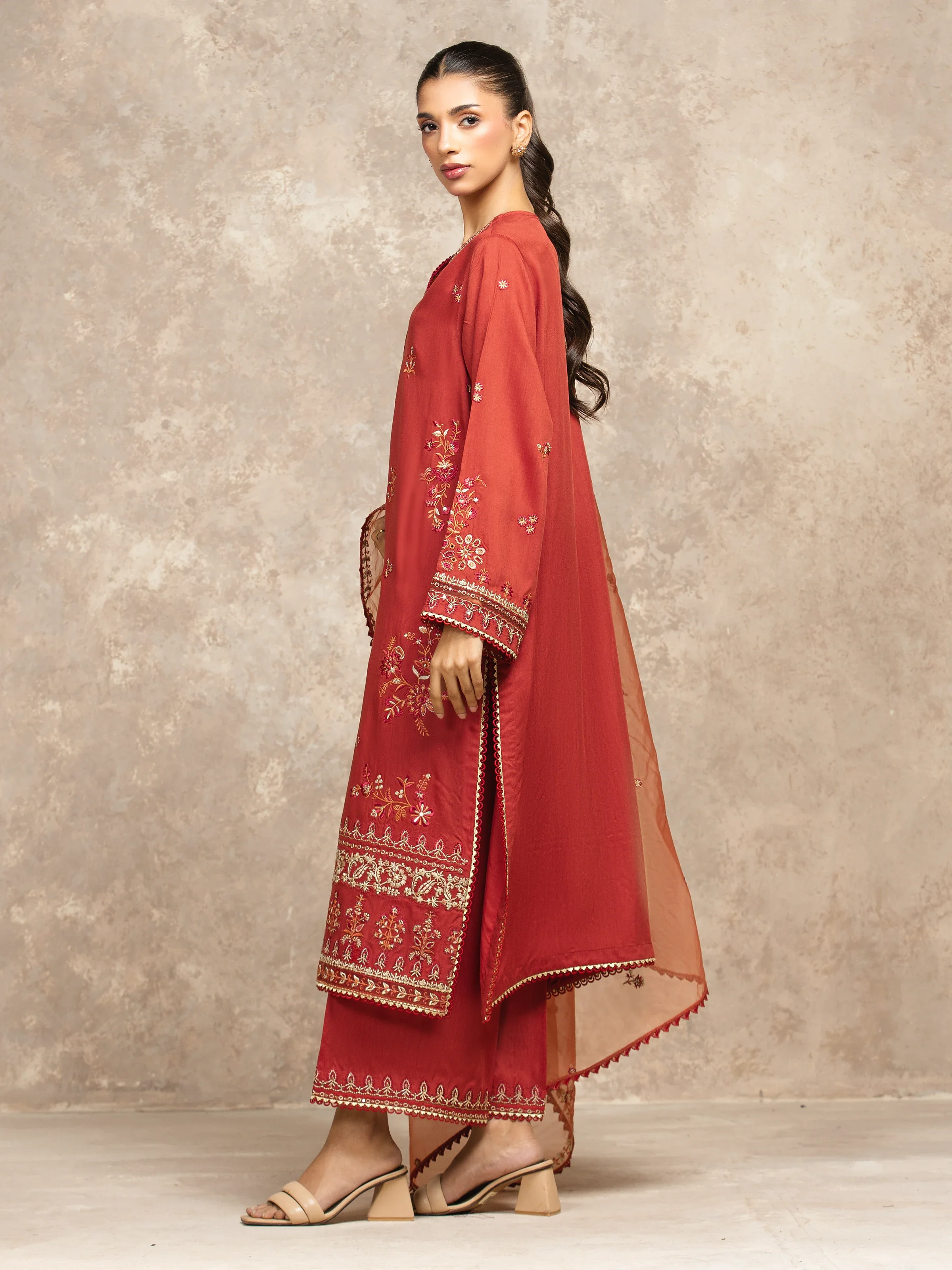 Unstitched Embroidered Viscose Suit - EWU5V19-32045-3P - Image 5
