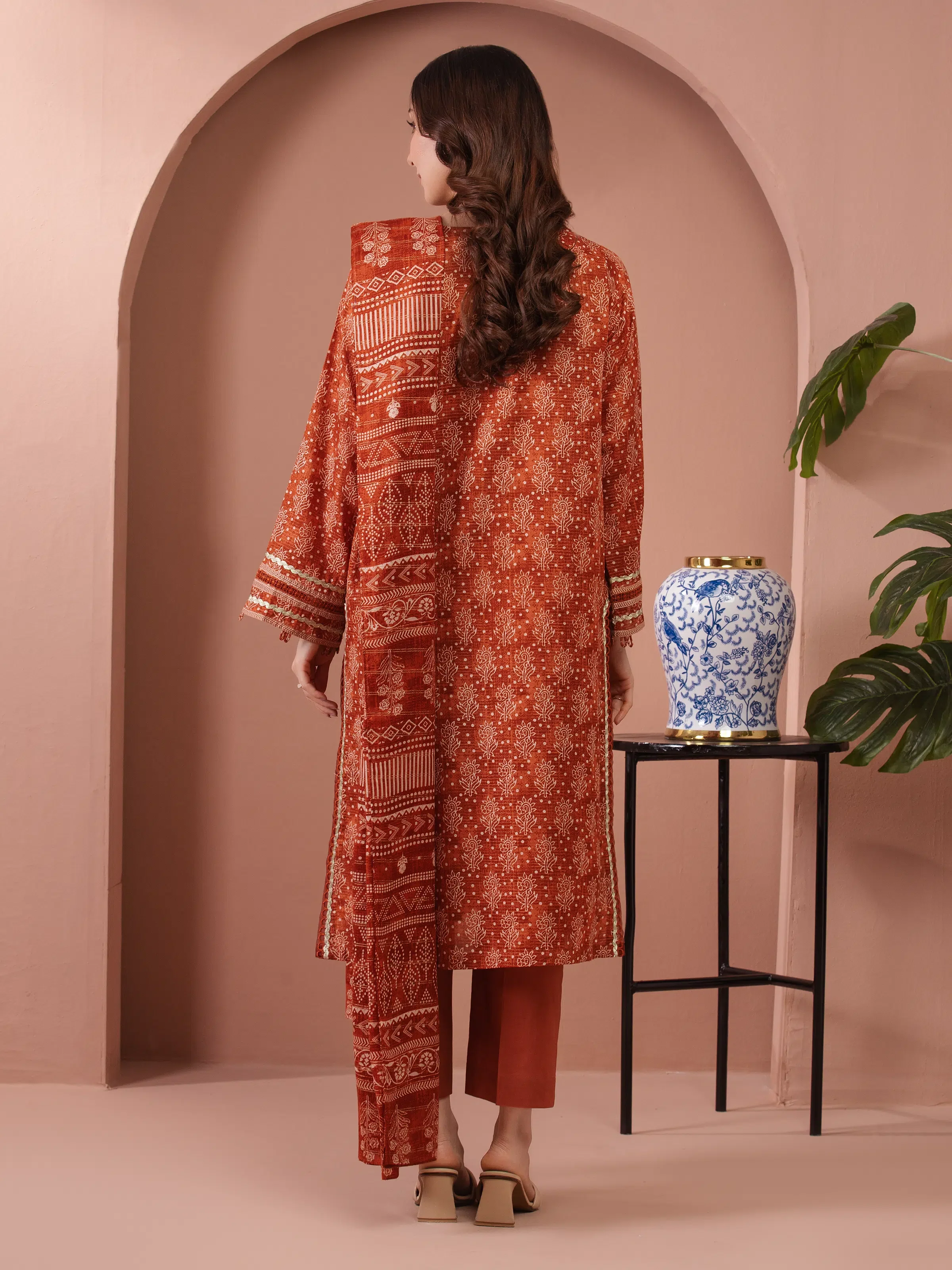 Unstitched Printed Zari Lawn Suit - EWU5M6-021-3P - Image 6