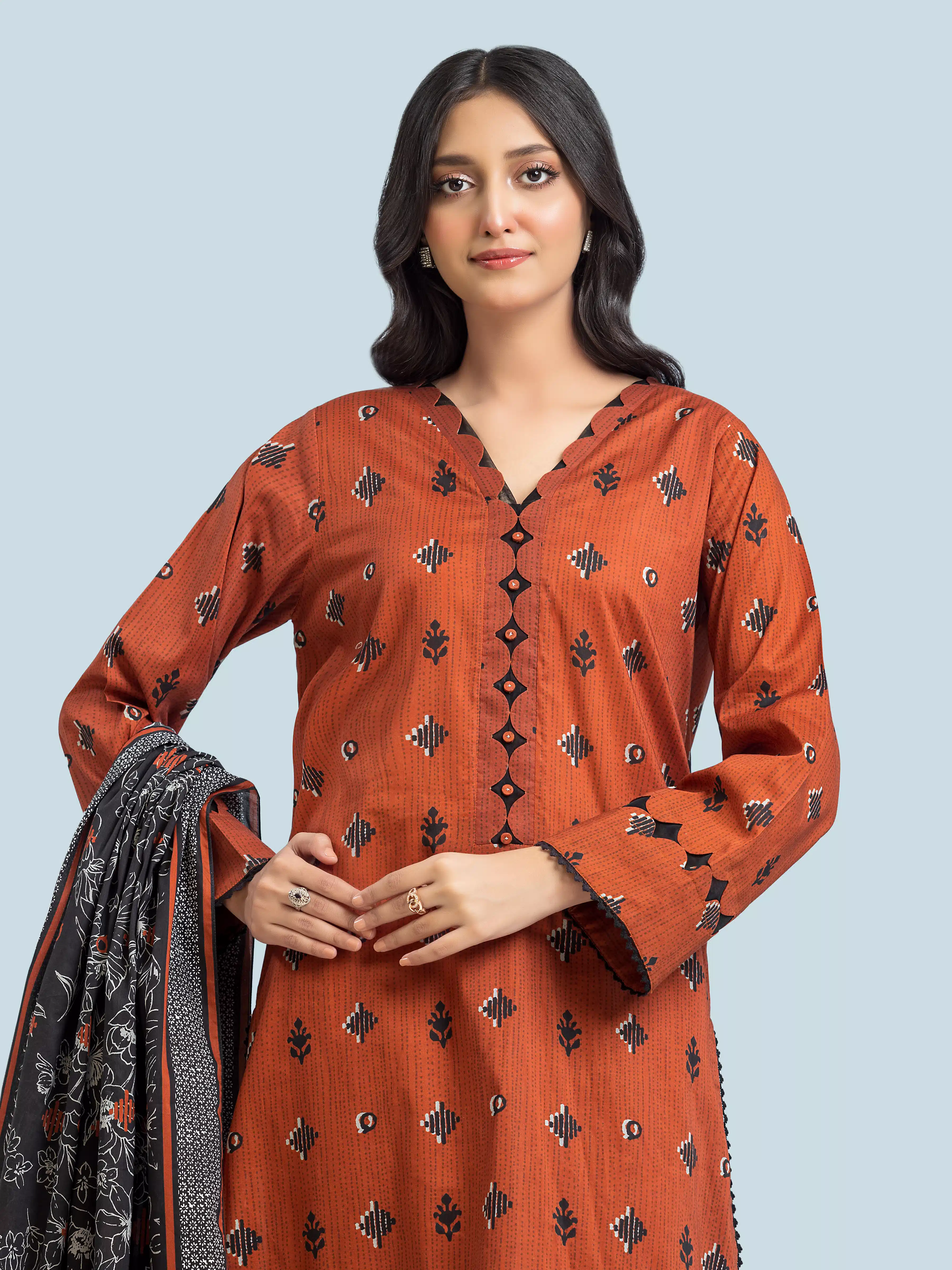 Unstitched Printed Khaddar Suit - EWU24A3-29579-3P - Image 3