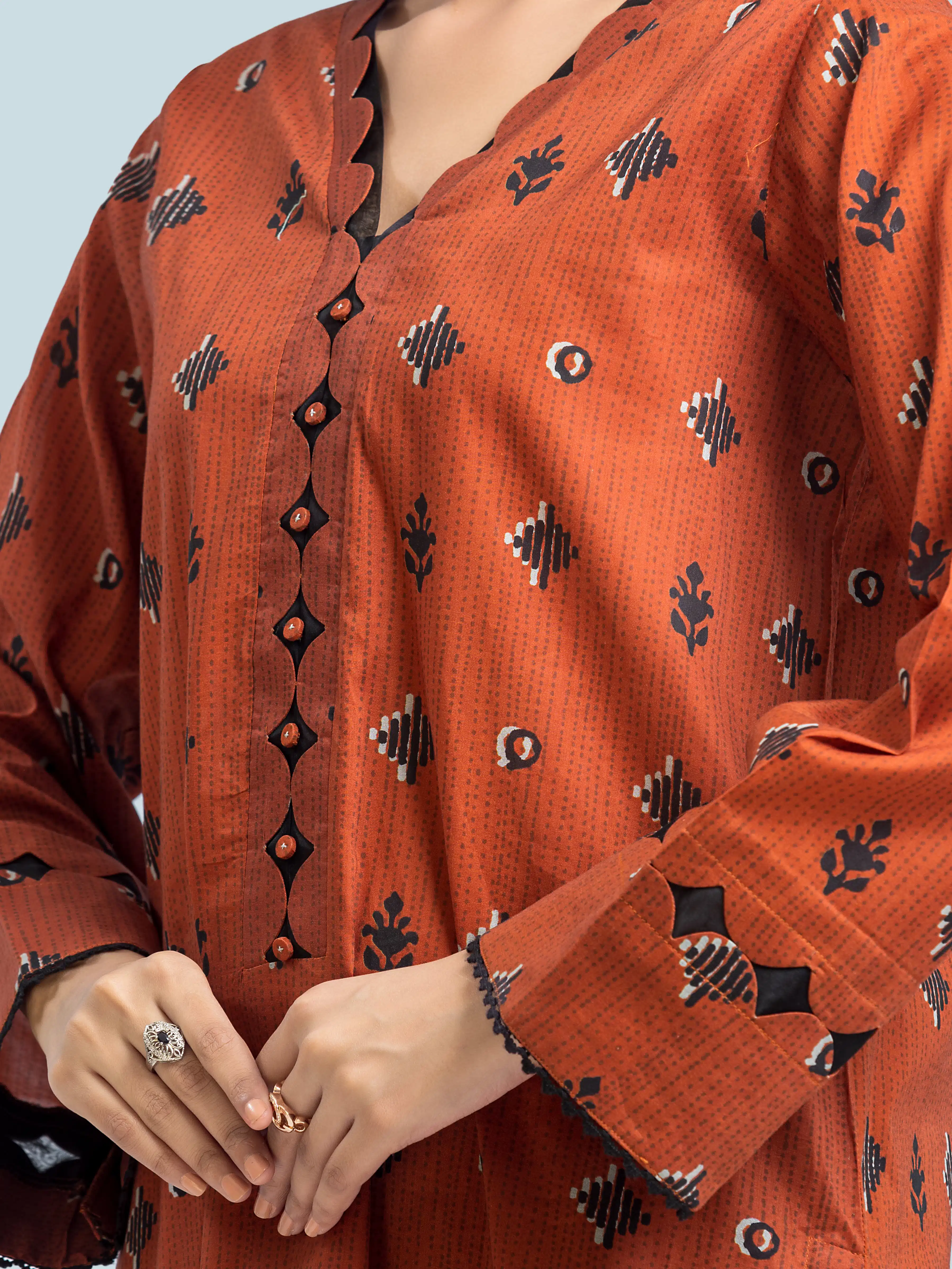 Unstitched Printed Khaddar Suit - EWU24A3-29579-3P - Image 4