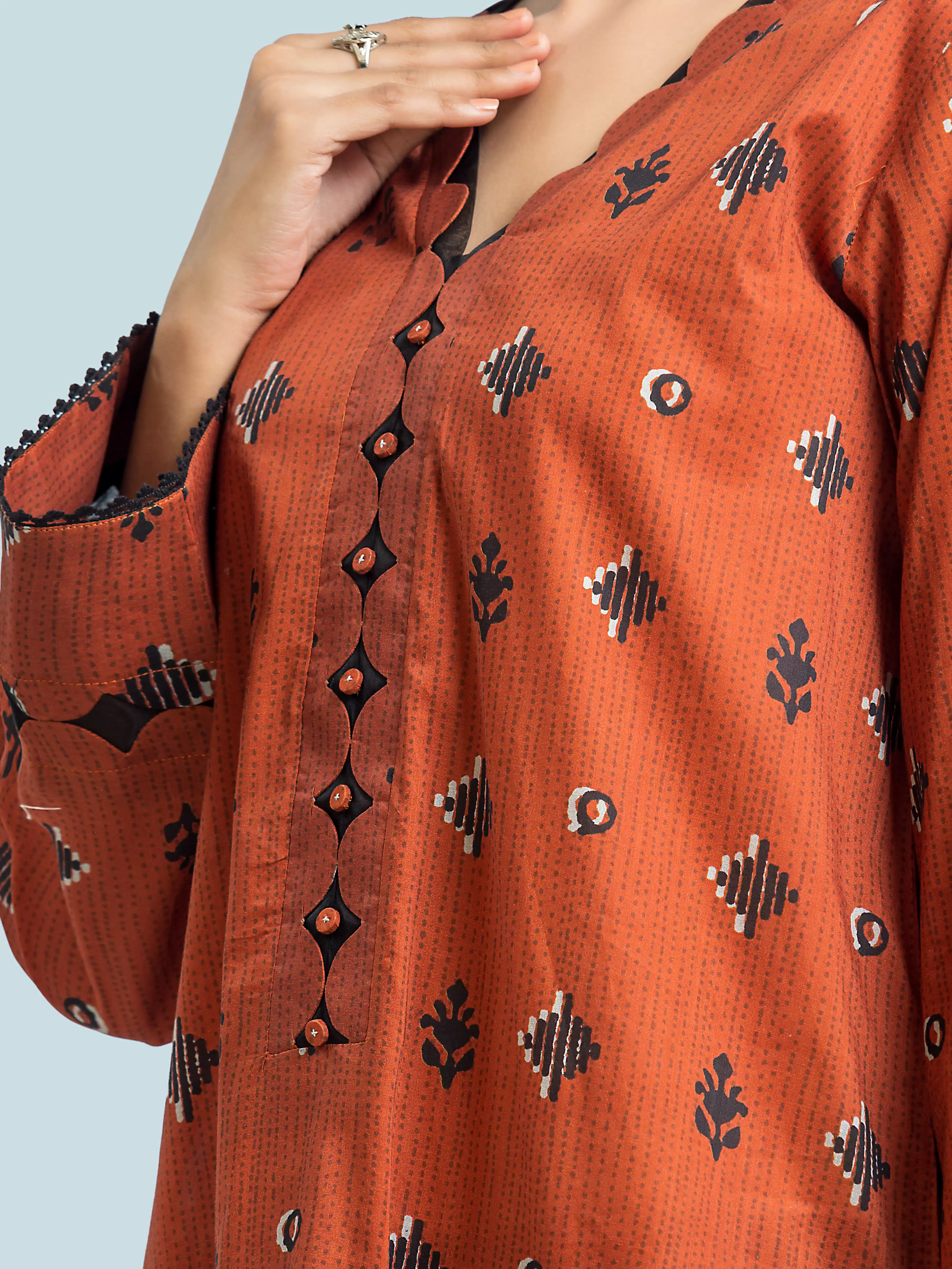Unstitched Printed Khaddar Suit - EWU24A3-29579-3P - Image 5