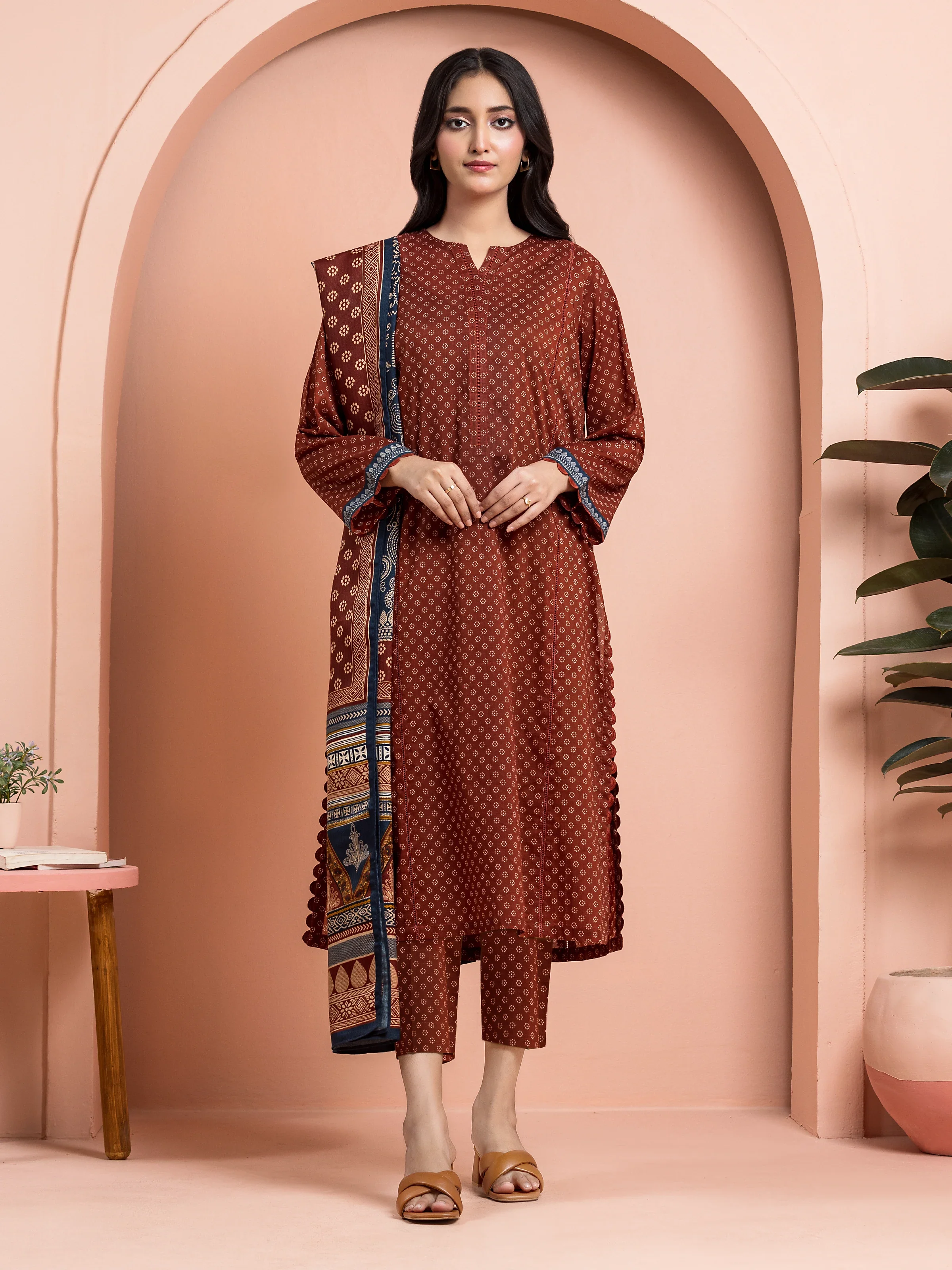 Unstitched Printed Khaddar Suit - EWU24M3-091