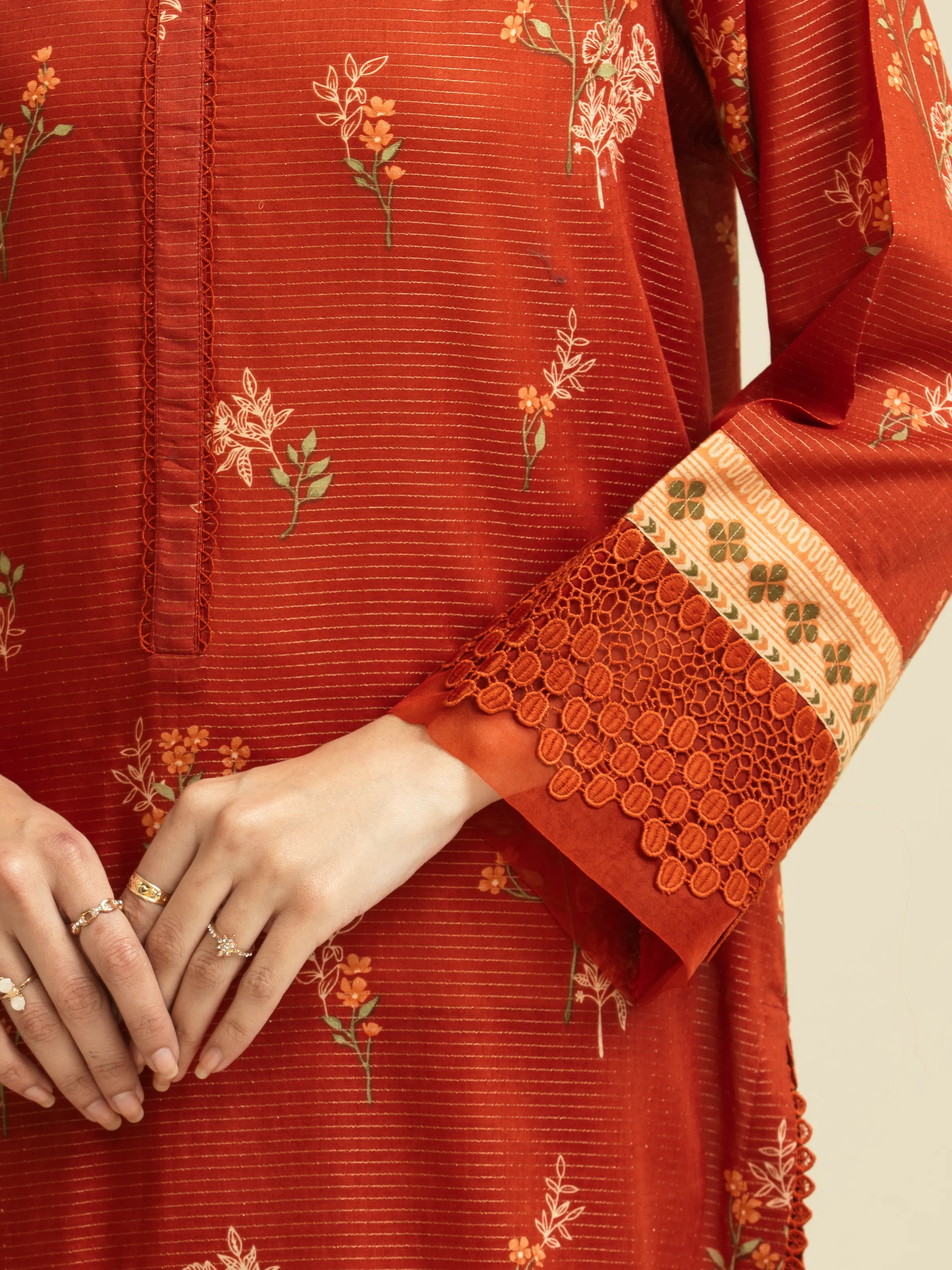 Unstitched Printed Zari Lawn Suit - EWU5M6-008-3P - Image 6