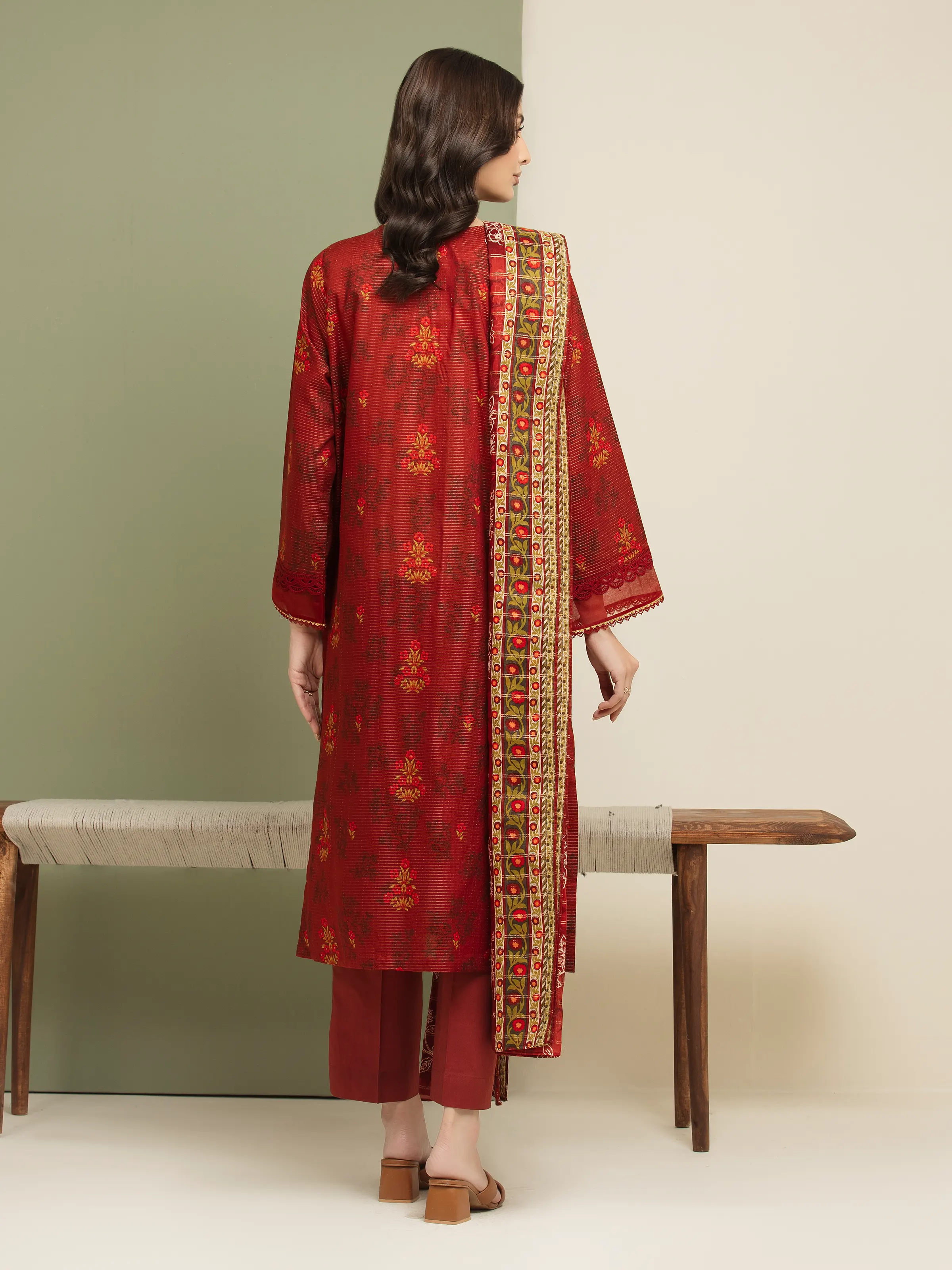 Unstitched Printed Zari Lawn Suit - EWU5M6-009-3P - Image 2