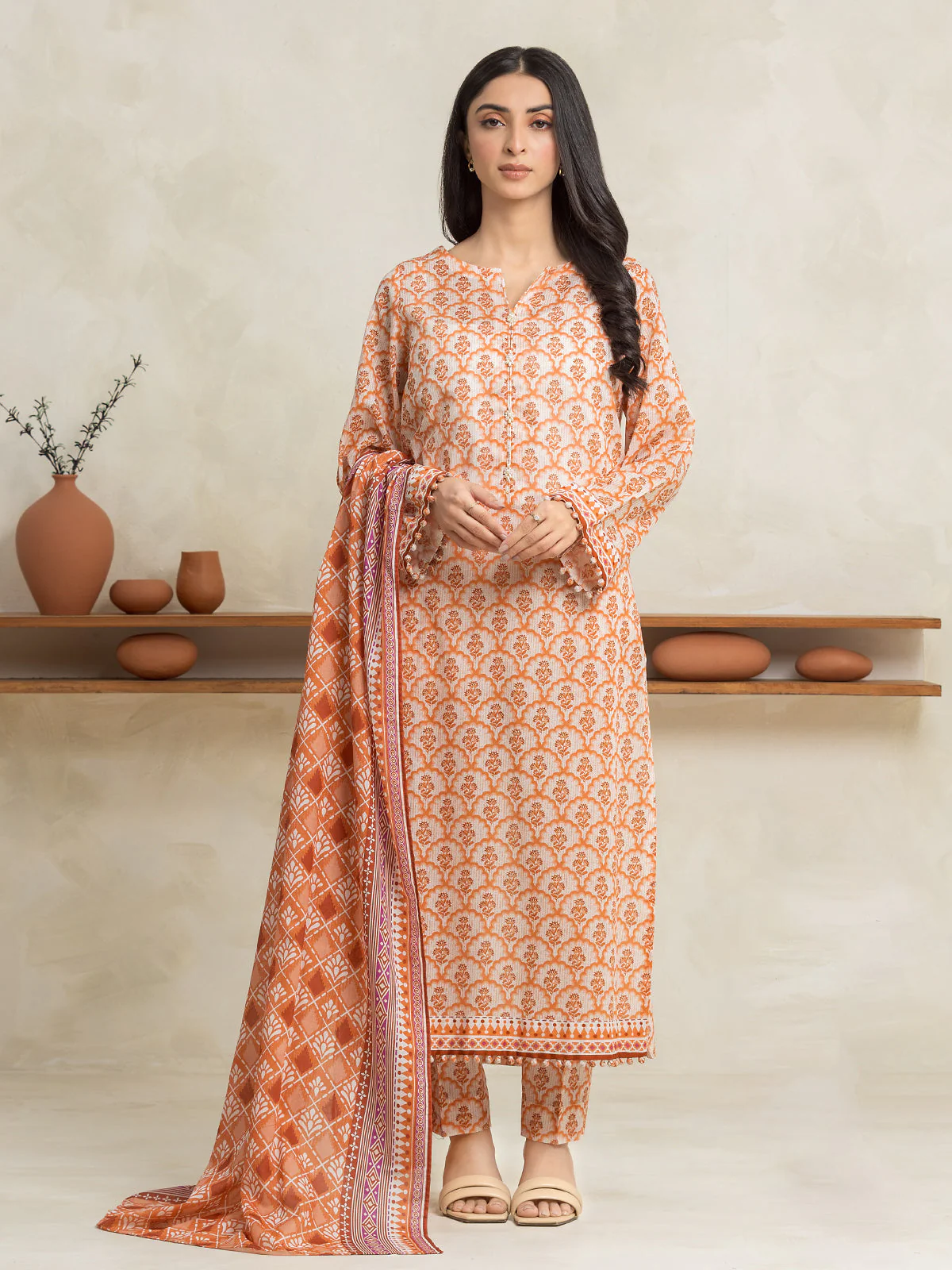 Unstitched Printed Lawn Shirt Dupatta - EWU24A1-29029SD