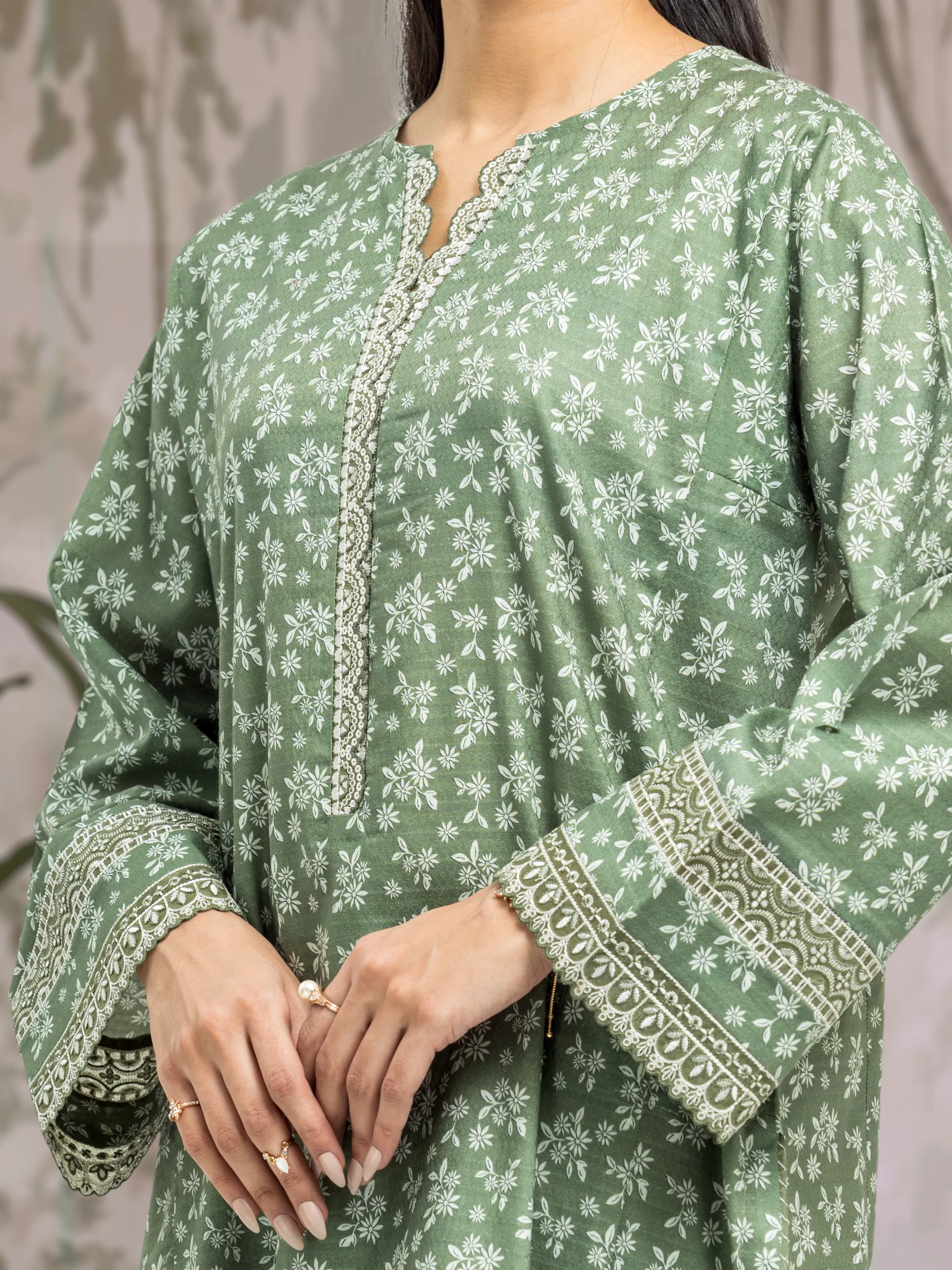 Unstitched Embroidered Dobby Suit - EWU5V7-30360-3P - Image 3