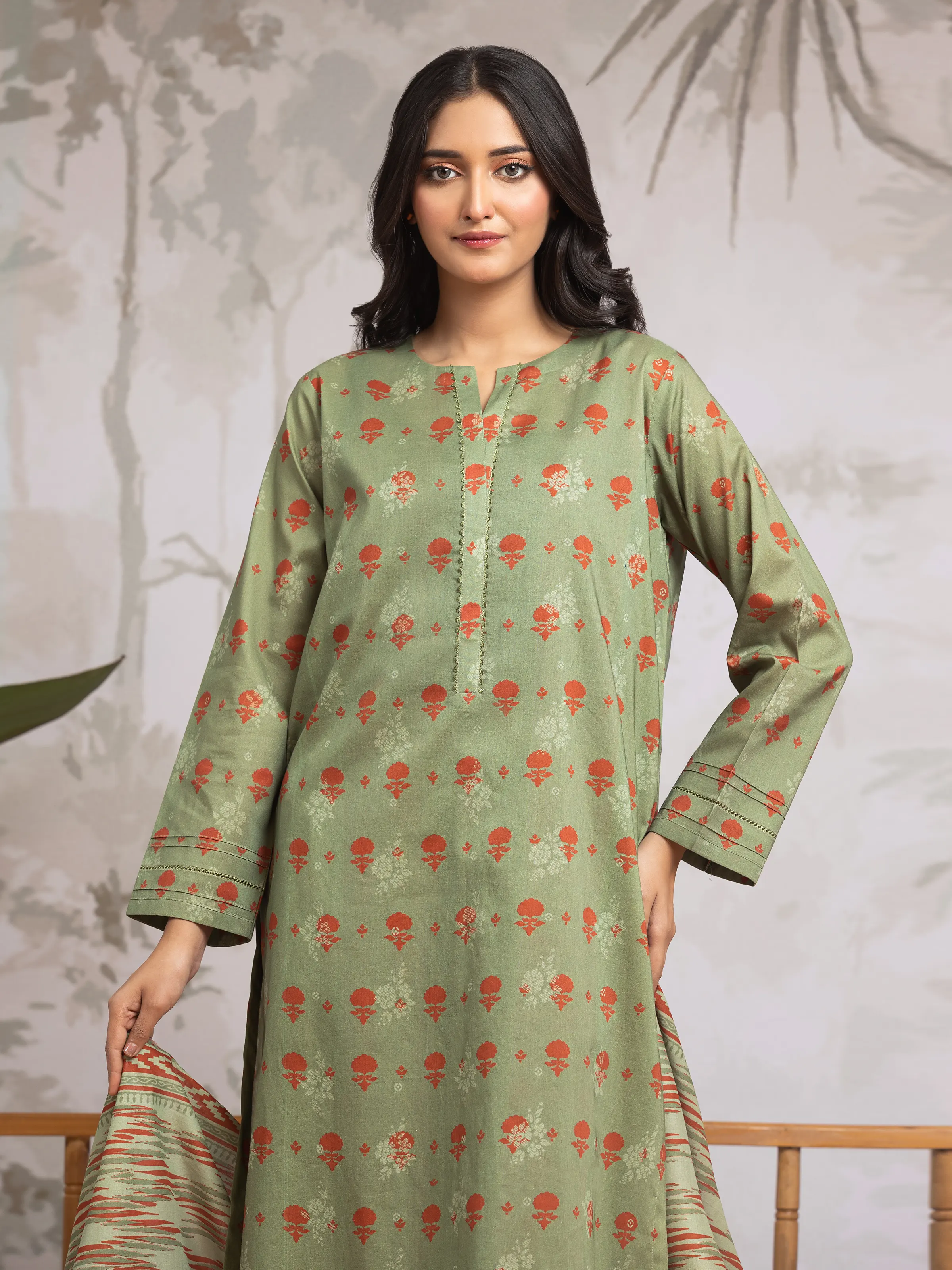Unstitched Printed Khaddar Suit - EWU24A3-29601-3P - Image 3