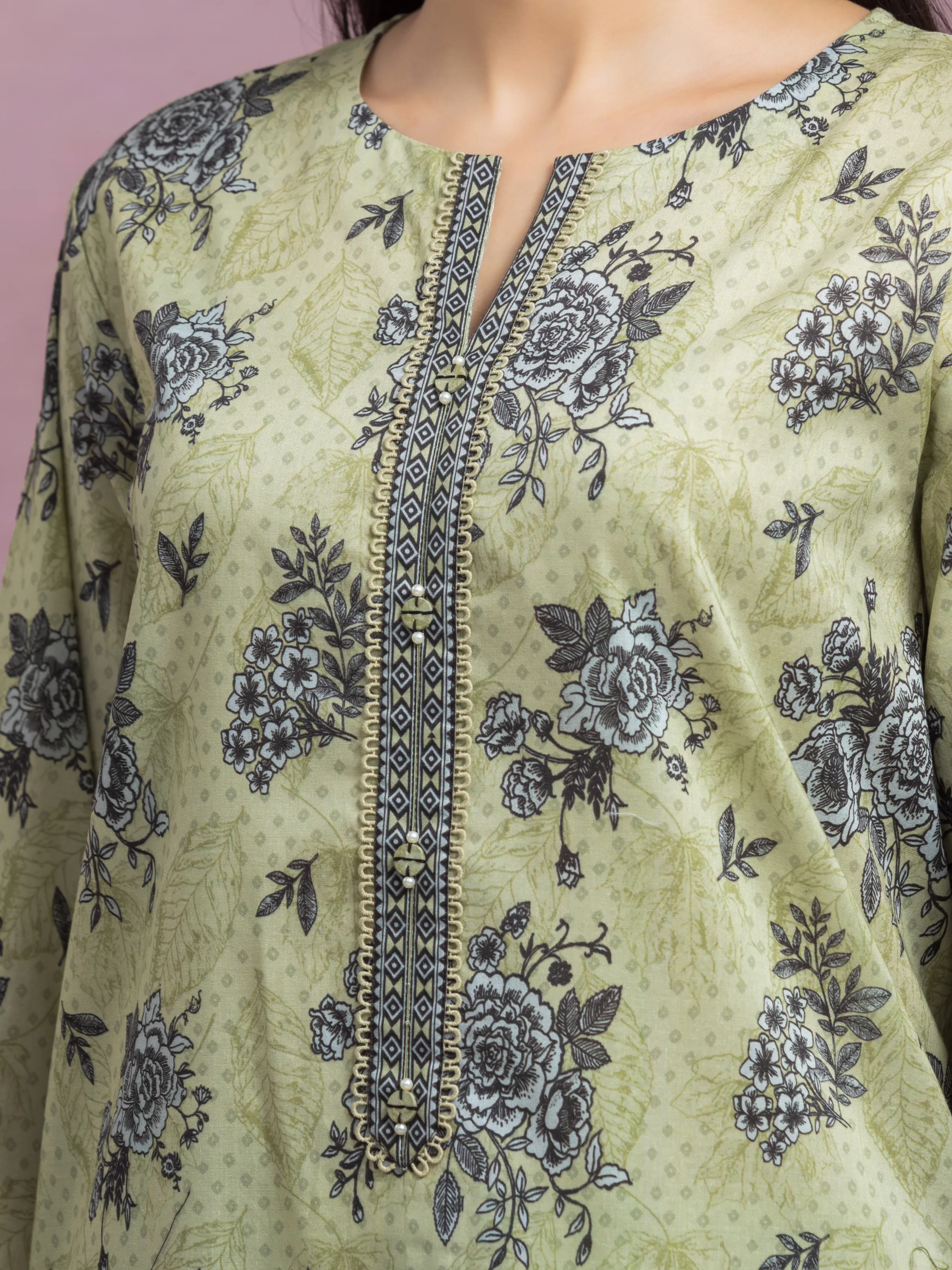 Unstitched Printed Lawn Suit - EWU5A1-35067-3P - Image 3