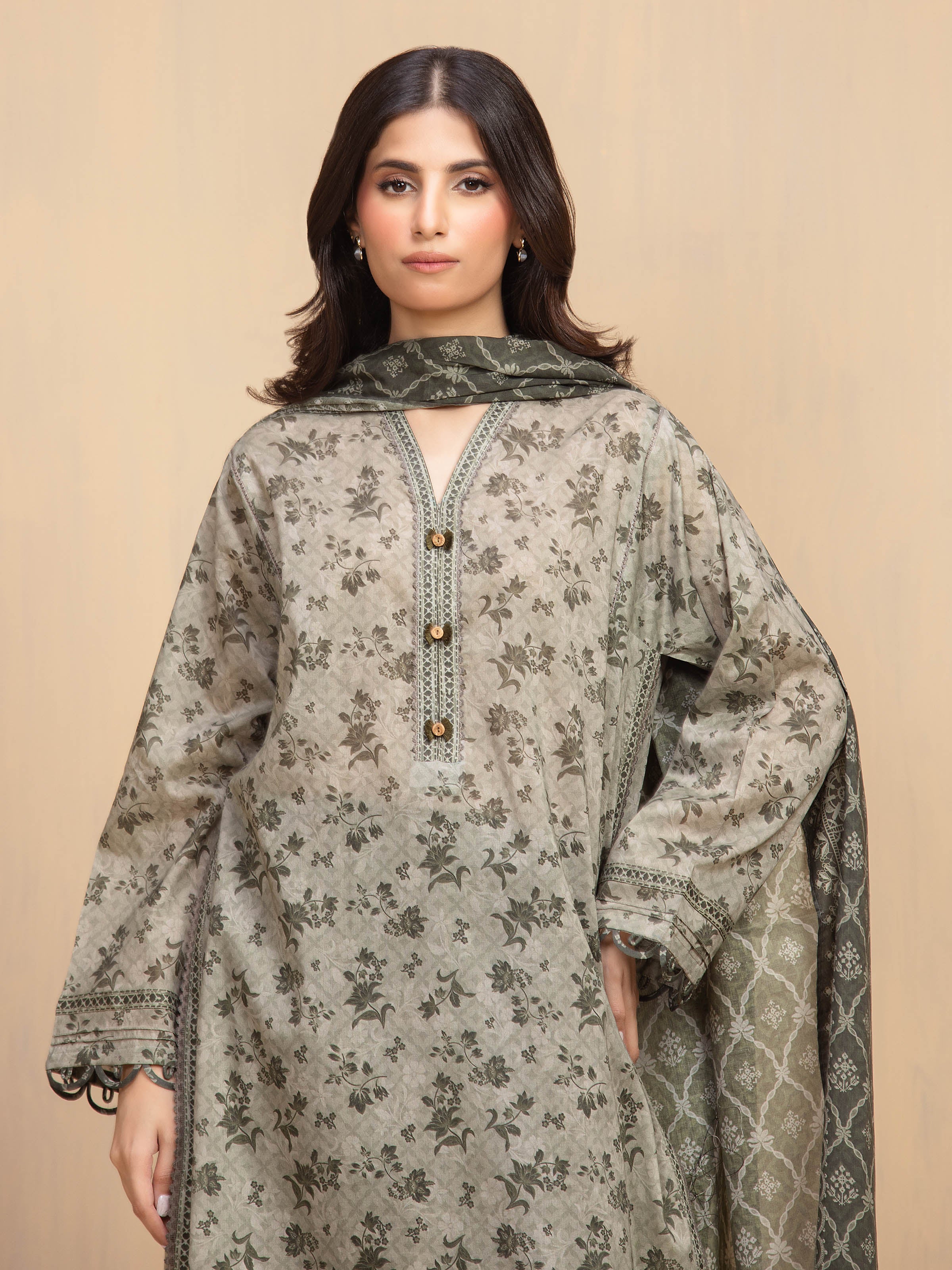 Unstitched Printed Khaddar Suit - EWU5A3-36125-3P - Image 2