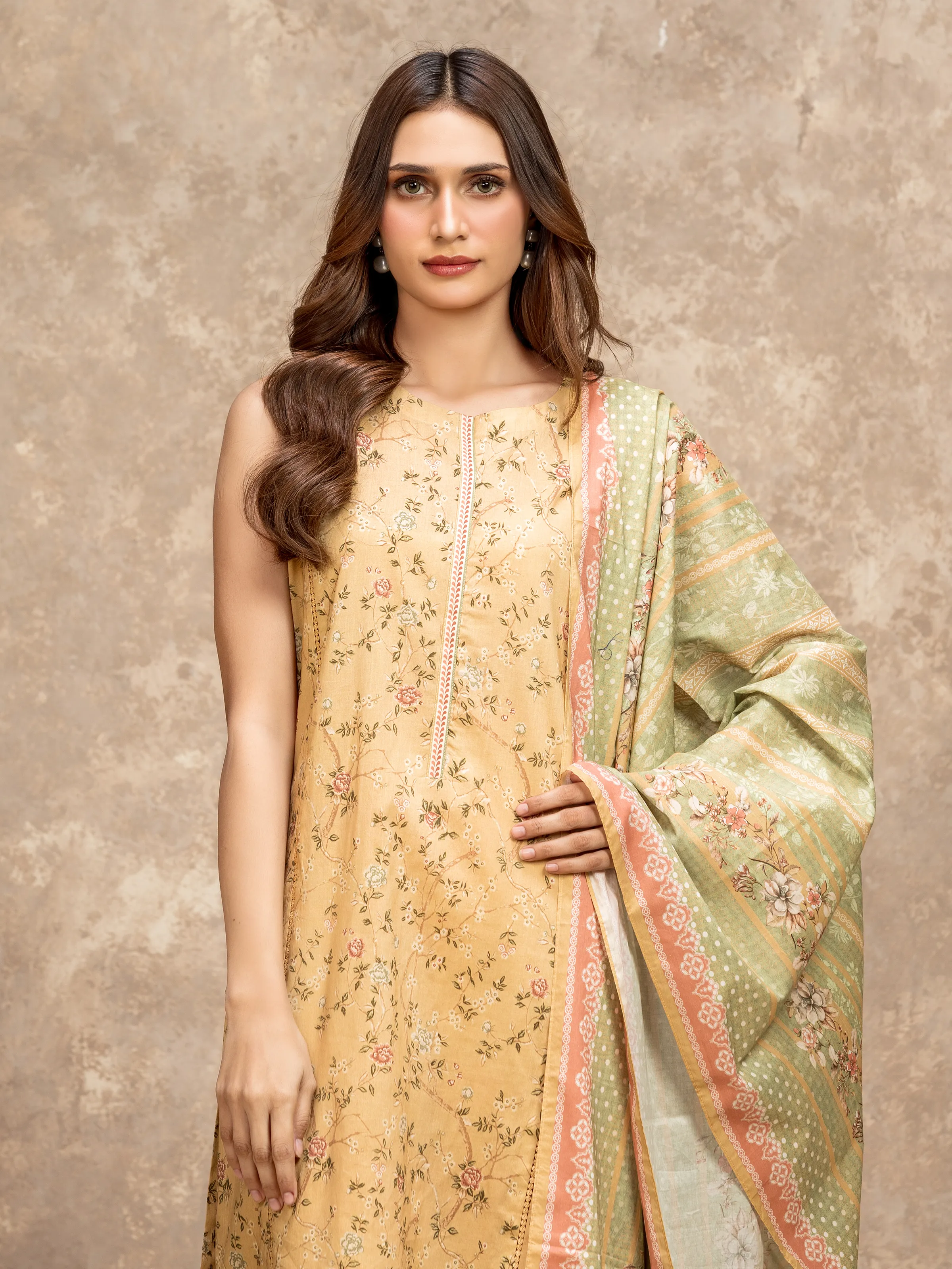 Unstitched Printed Lawn Suit - EWU6A1-36530-3P - Image 2