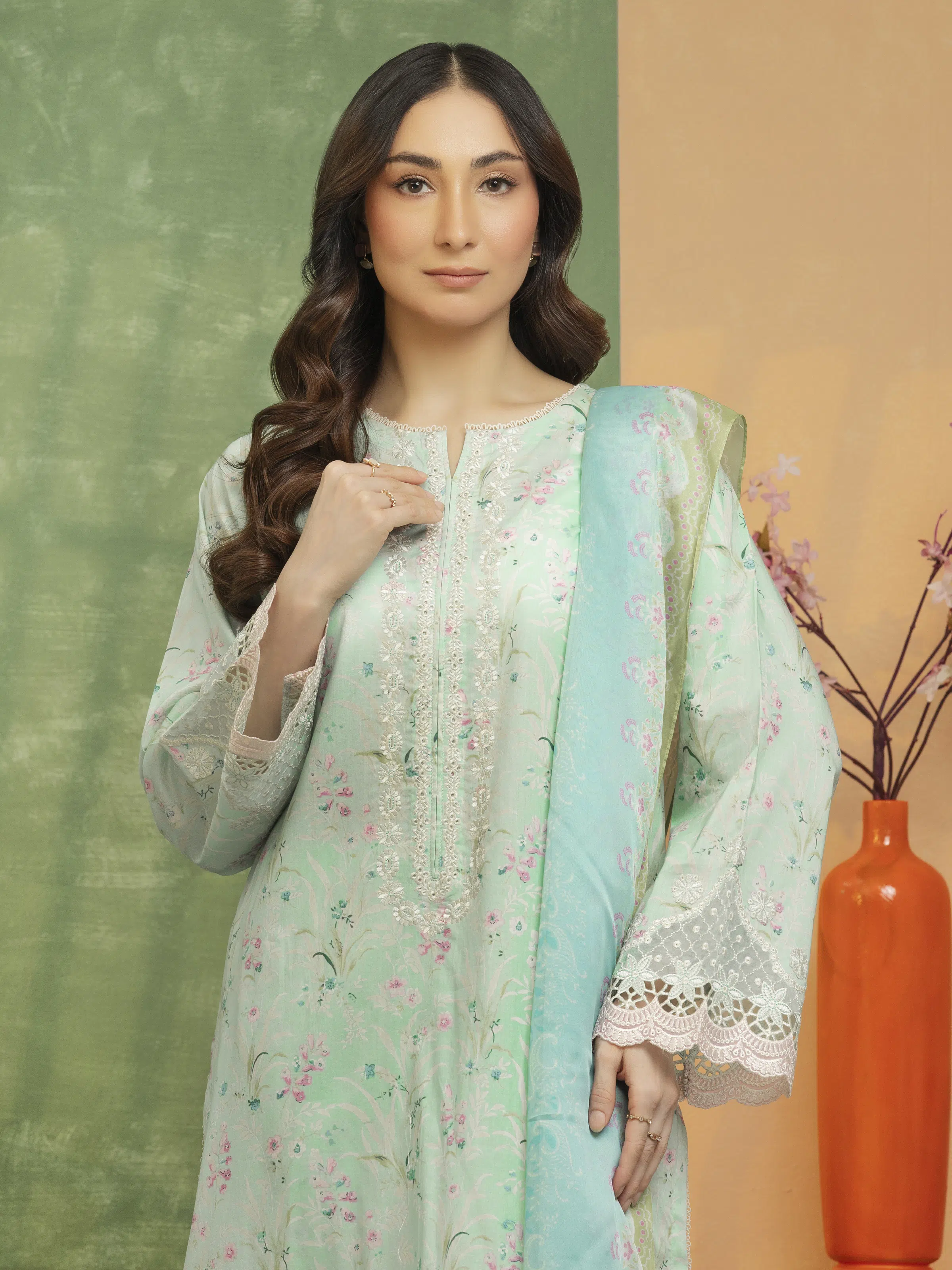 Unstitched Embroidered Lawn Suit - EWU5V1-31442-3P - Image 2