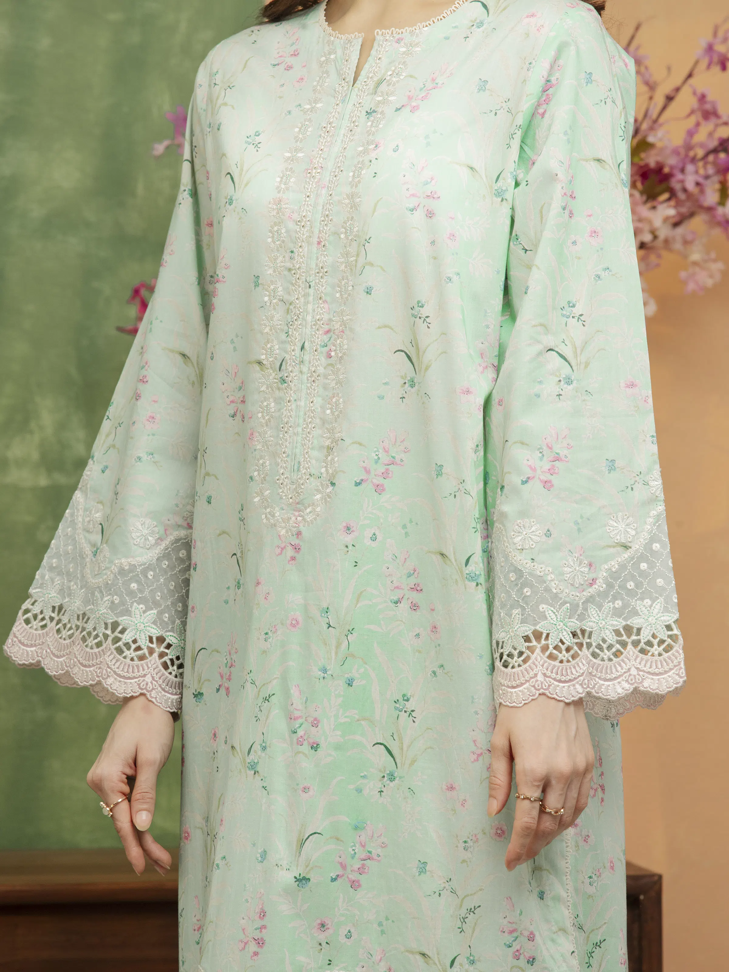 Unstitched Embroidered Lawn Suit - EWU5V1-31442-3P - Image 3