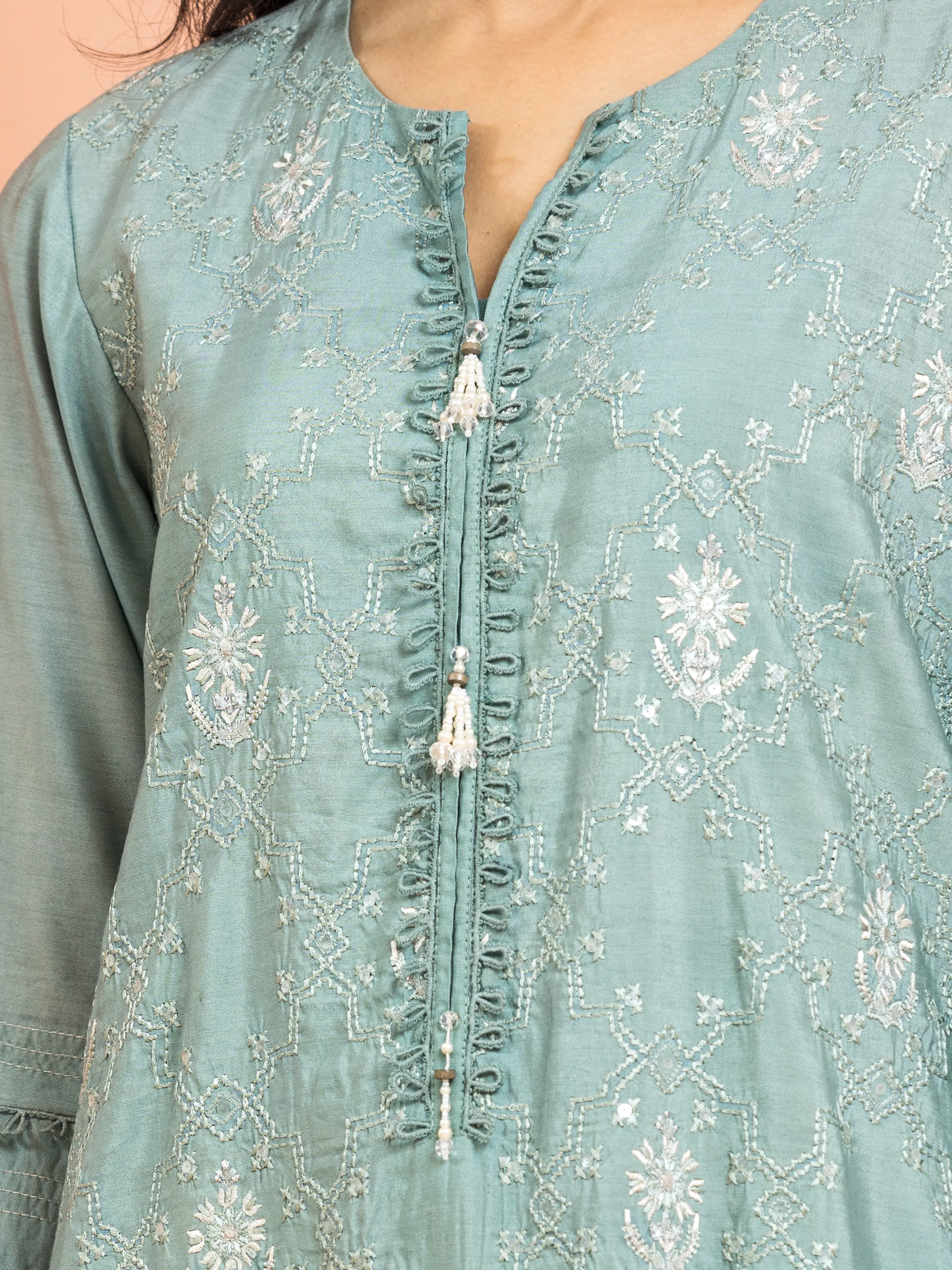 Unstitched Embroidered Raw Silk Suit - EWU24V16-30251-3P - Image 4