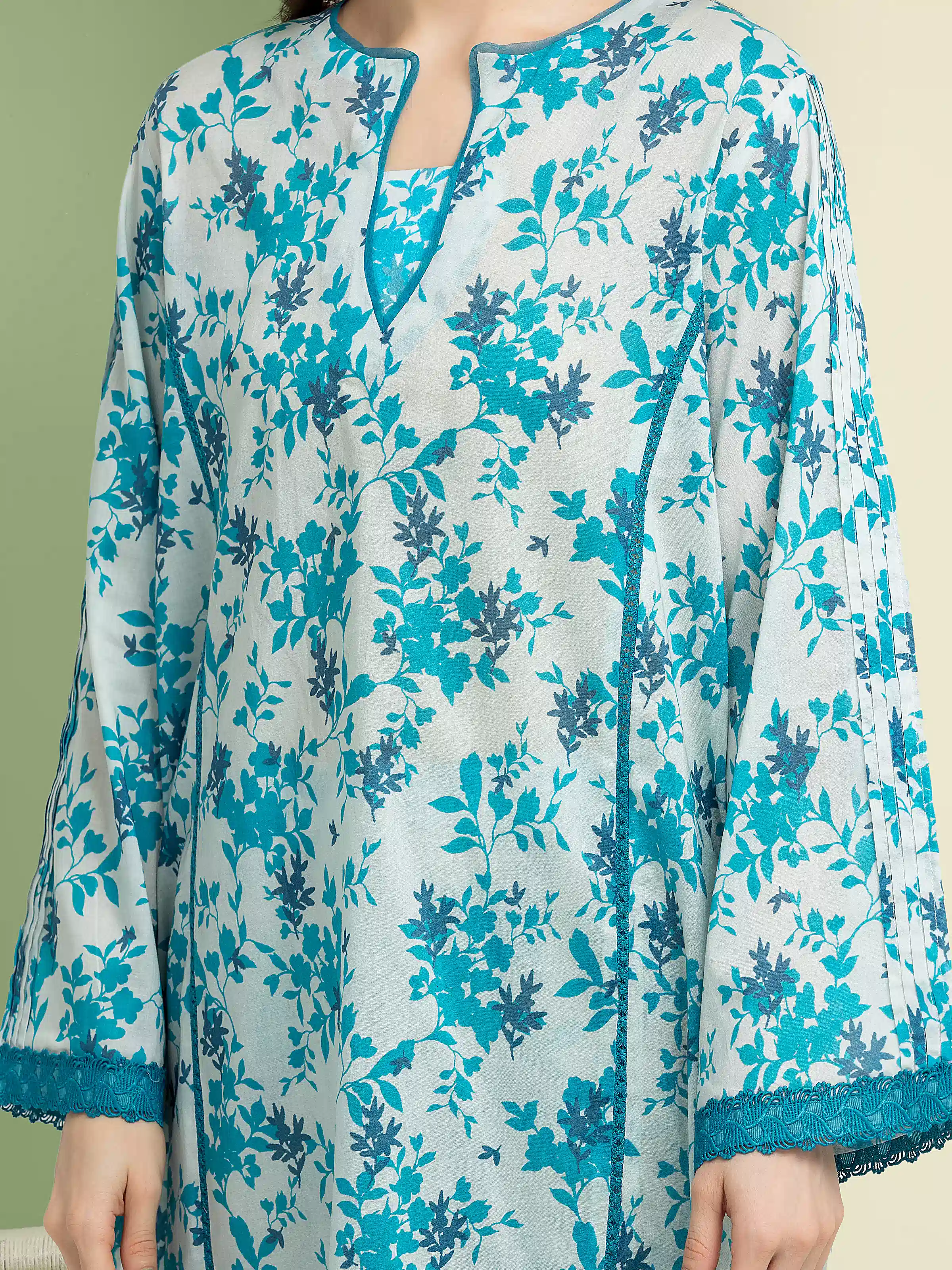 Unstitched Printed Lawn Shirt Trouser - EWU5A1-35605ST - Image 4