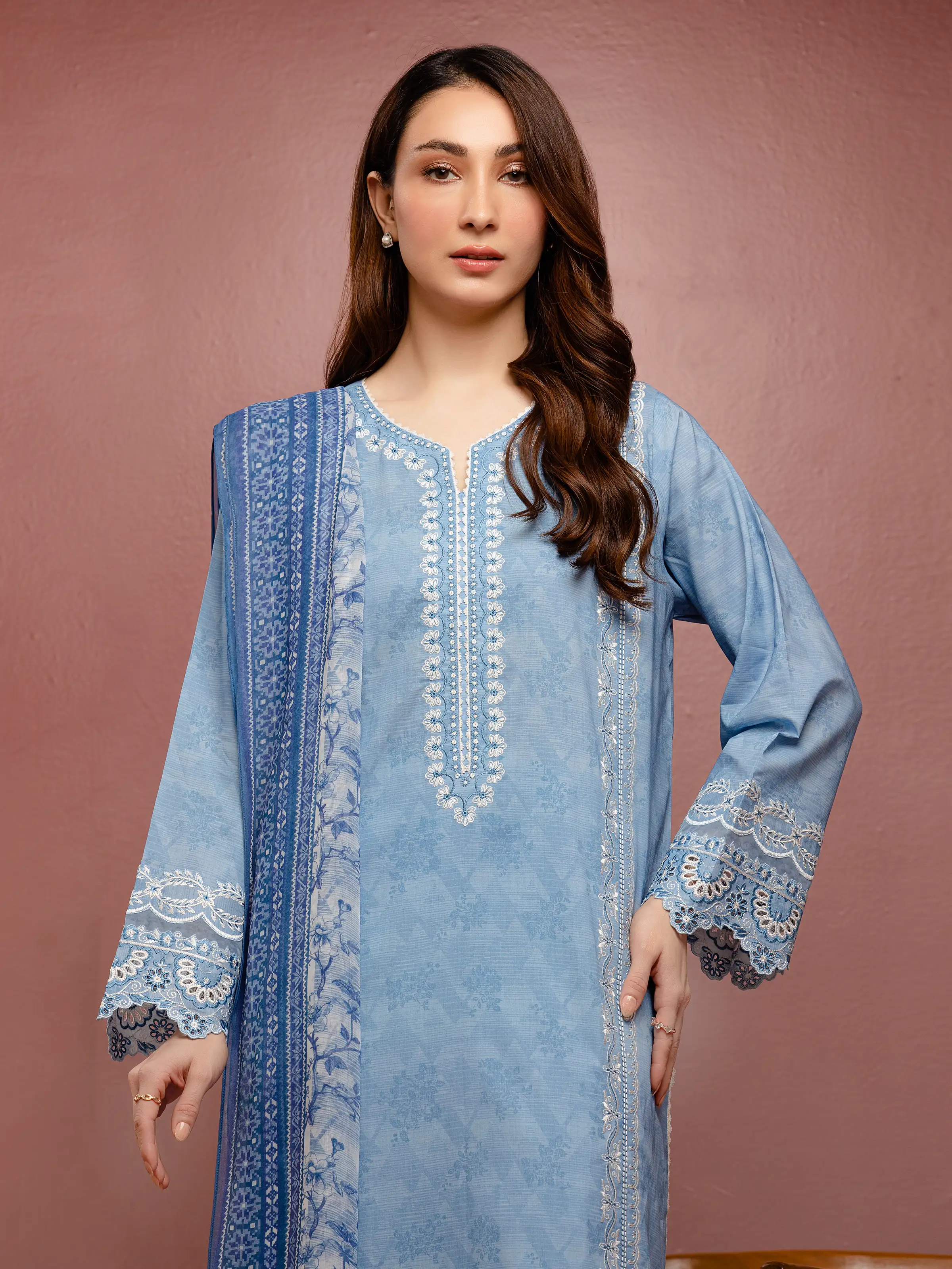 Unstitched Embroidered Cambric Suit - EWU5V2-31049-3P - Image 3