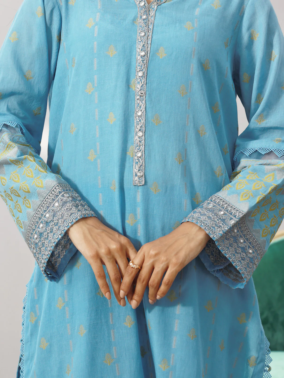 Unstitched Embroidered Jacquard Suit - EWU24V3-26731-3P - Image 3