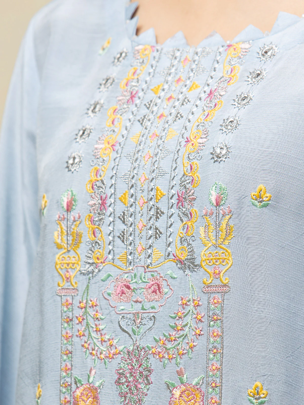 Unstitched Embroidered Raw Silk Shirt Trouser - EWU23V16-26665ST - Image 3