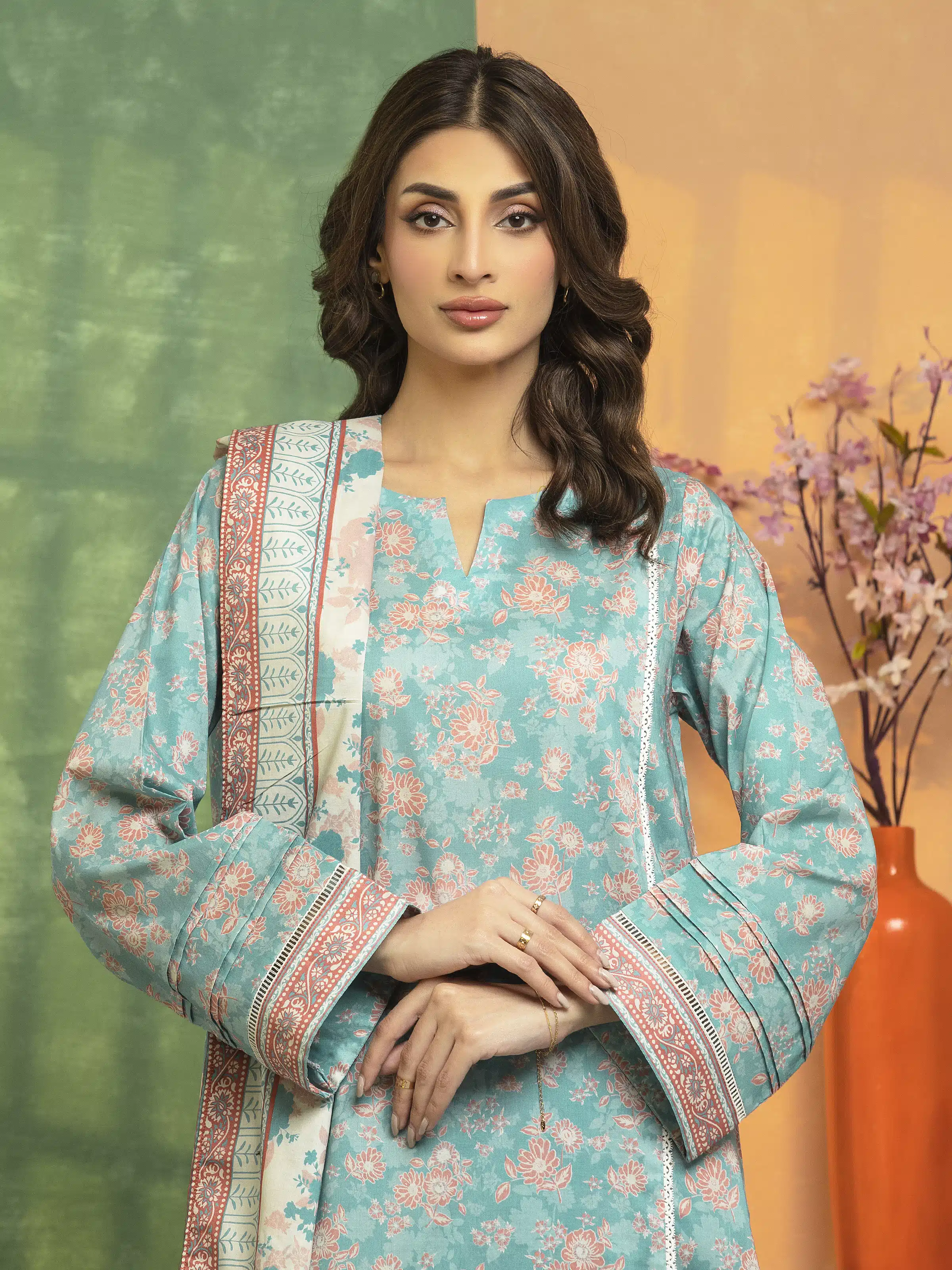 Unstitched Printed Lawn Suit - EWU5A1-35100-3P - Image 3