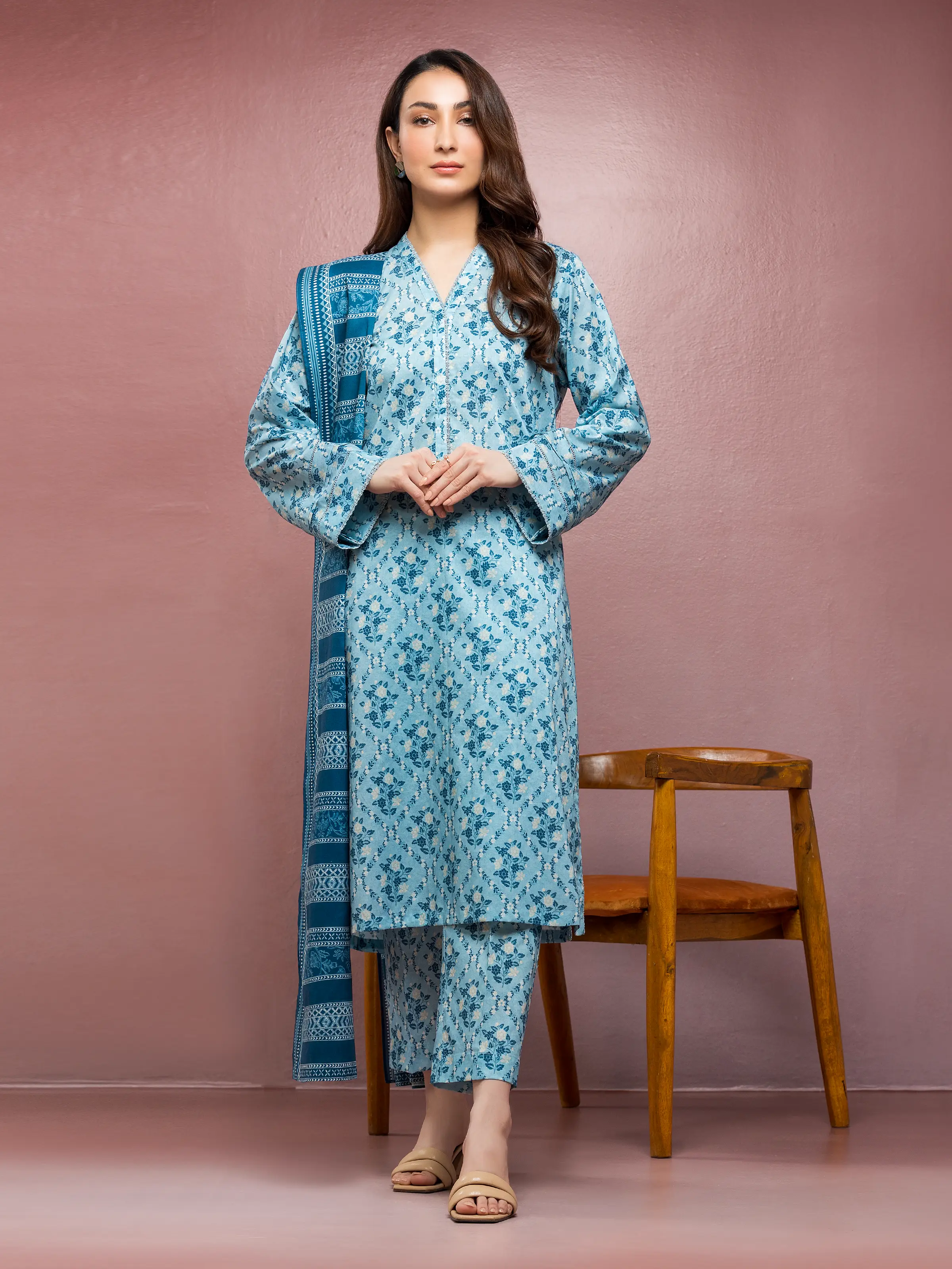 Unstitched Printed Lawn Suit - EWU5A1-35110-3P