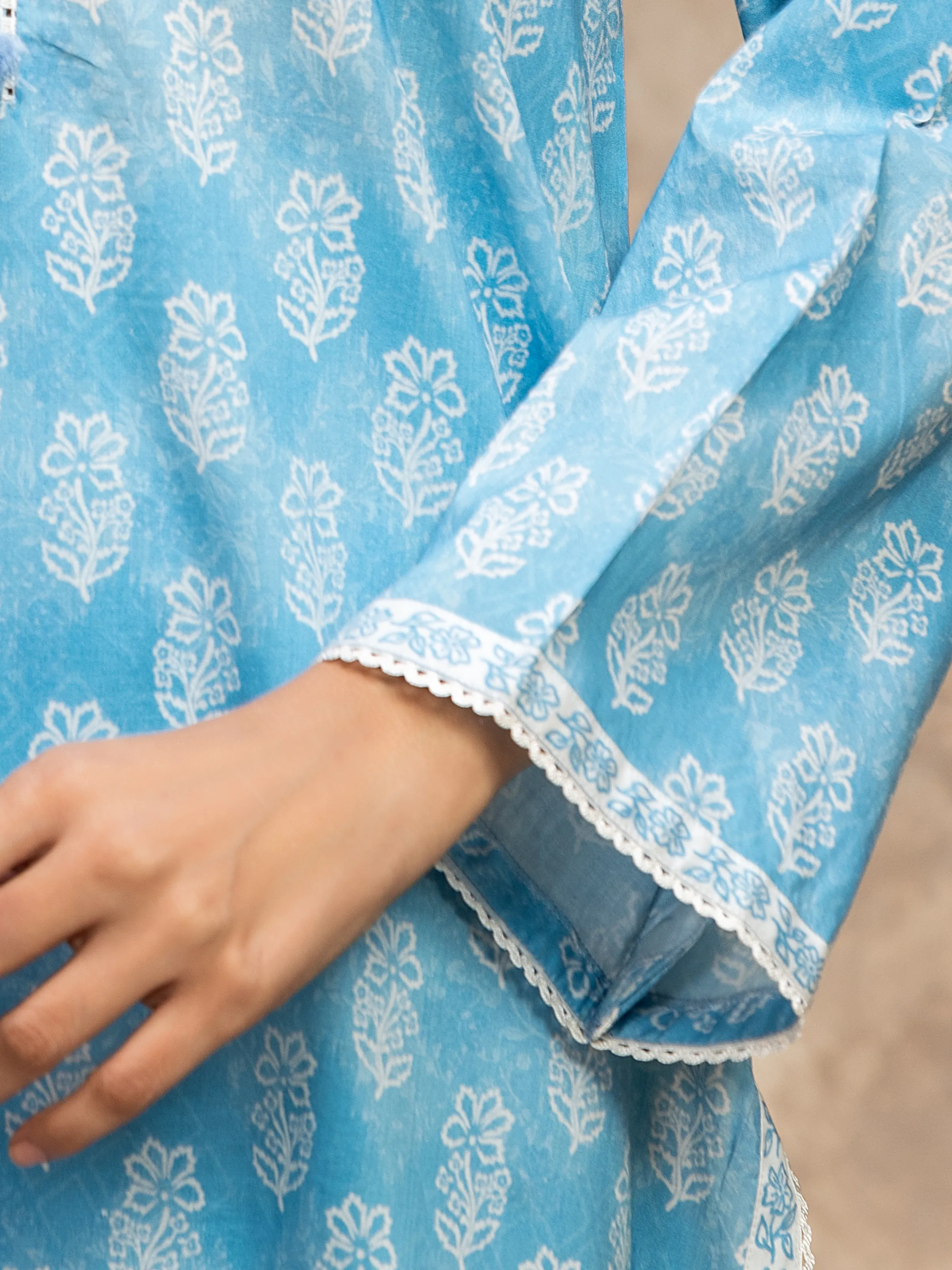 Unstitched Sky Blue Printed Lawn Suit - EWU6A1-36521-3P - Image 3