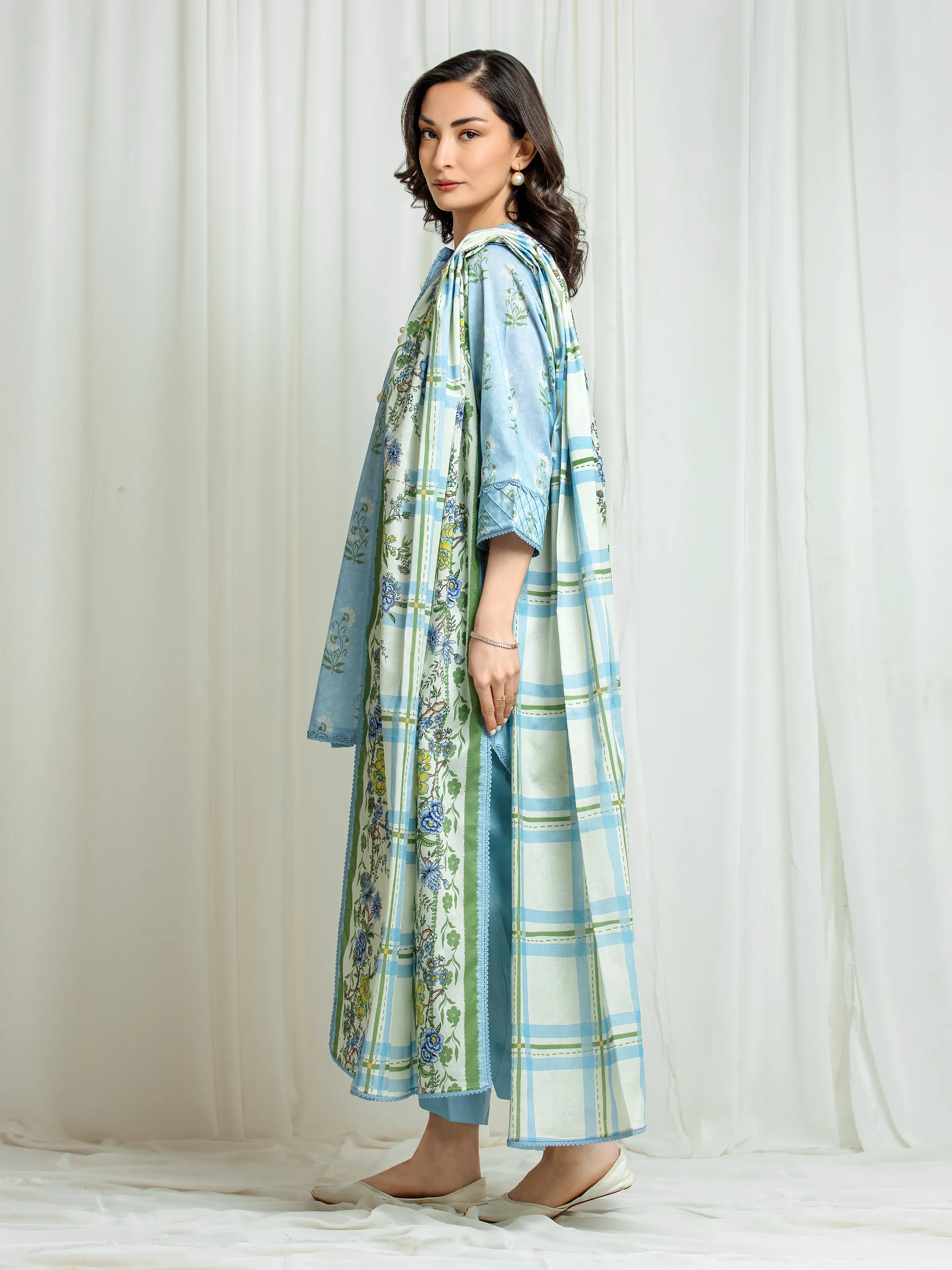 Unstitched Printed Lawn Suit - EWU6A1-36551-3P - Image 5