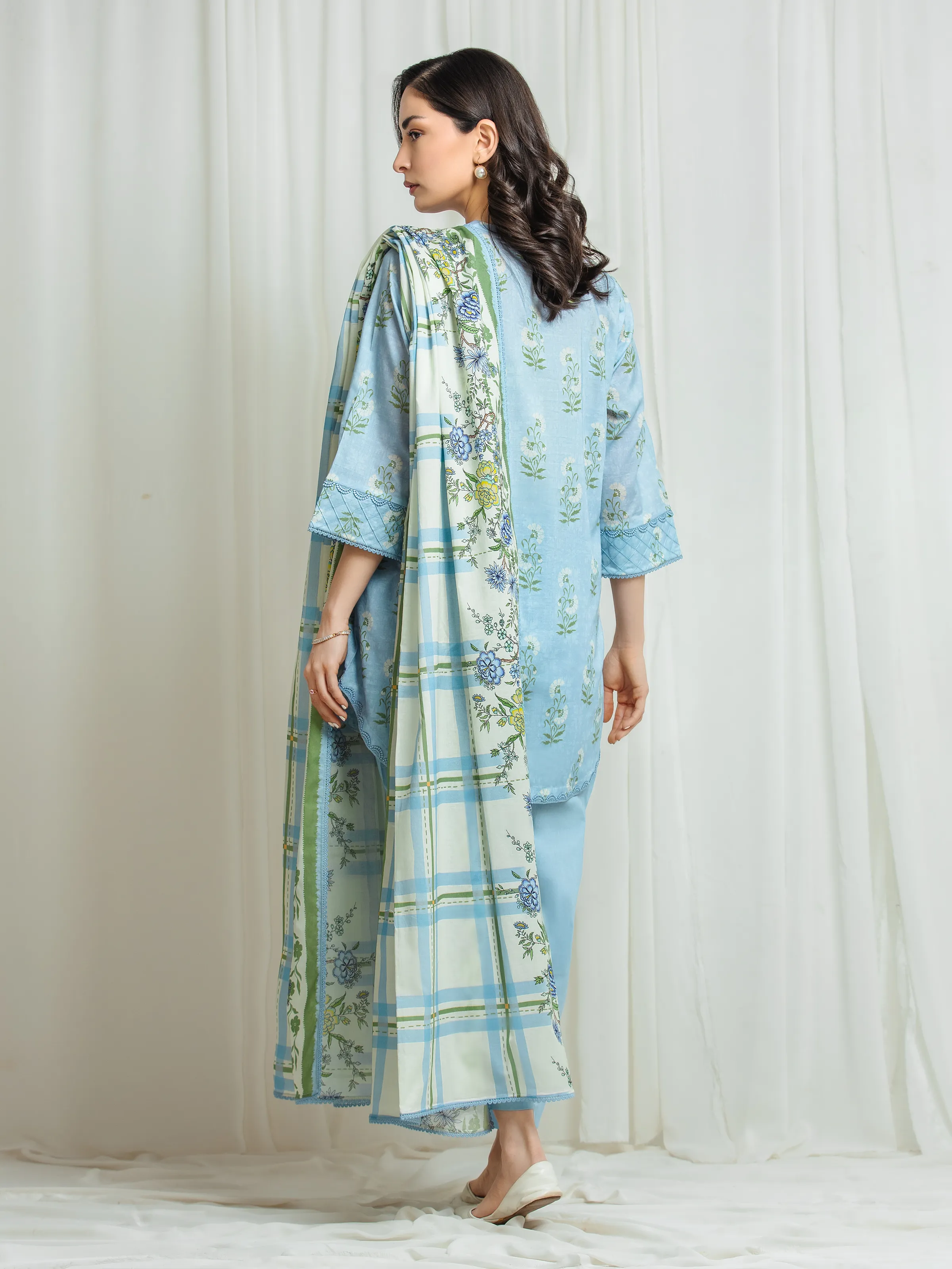 Unstitched Printed Lawn Suit - EWU6A1-36551-3P - Image 6