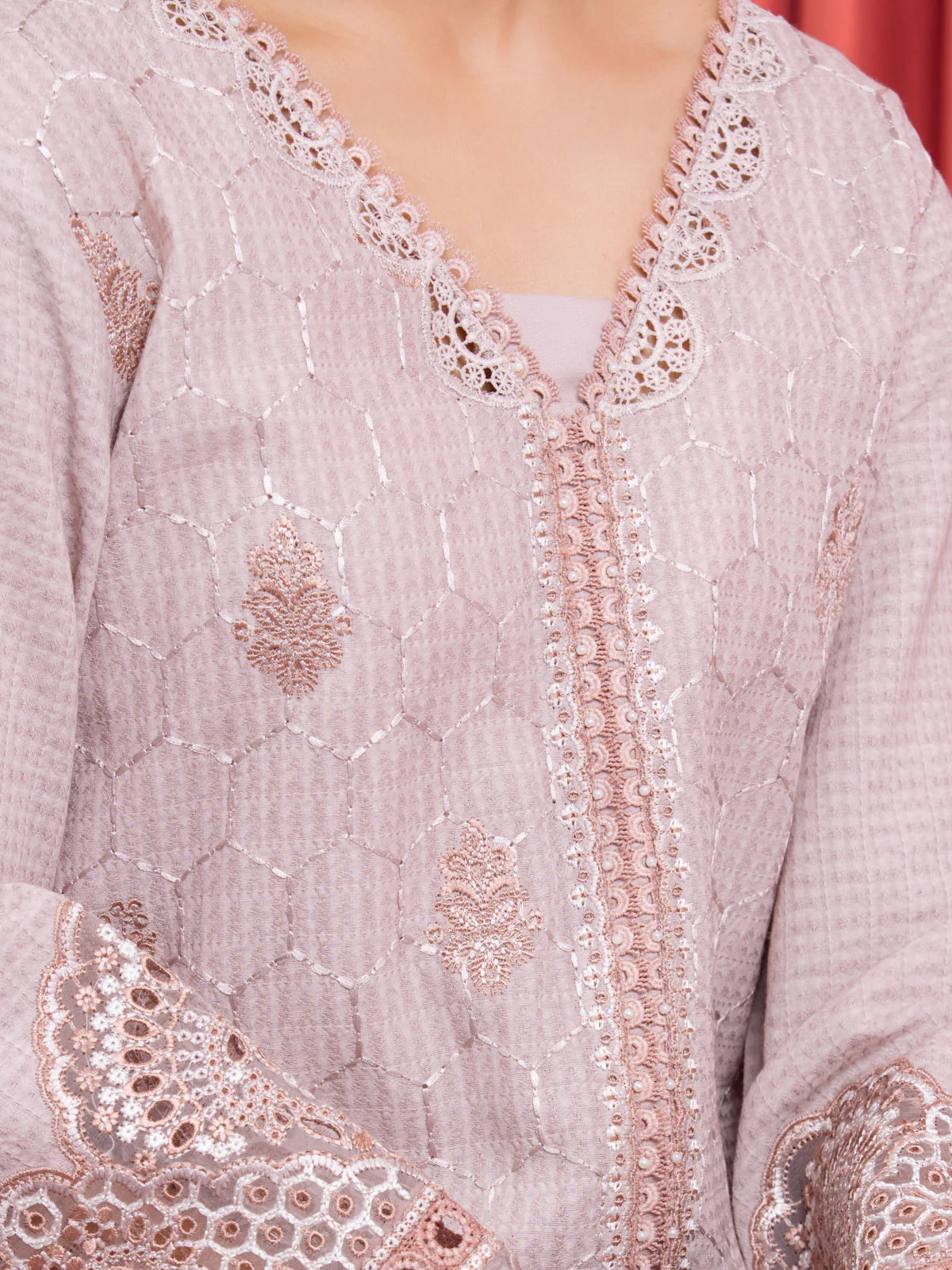 Unstitched Embroidered Dobby Suit - EWU24V7-28636-3P - Image 4