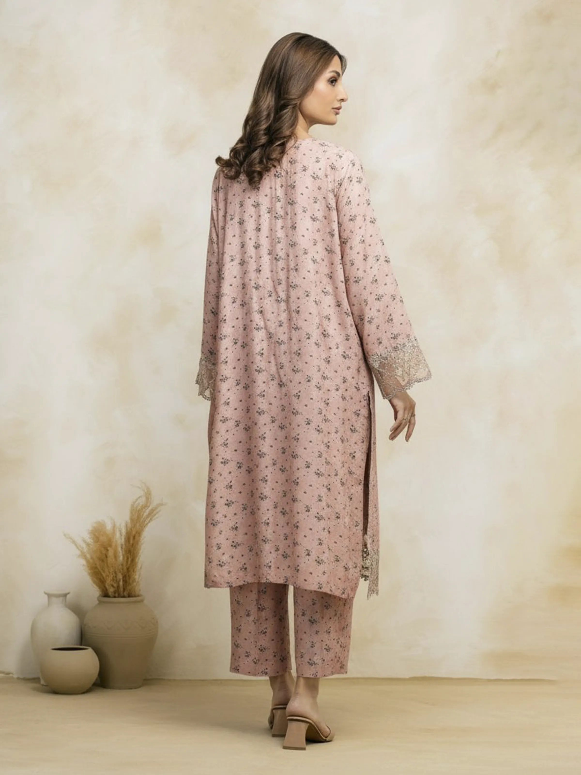 Unstitched Embroidered Raw Silk Suit - EWU5V16-30226A-3P - Image 6